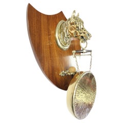 Victorian Mahogany & Brass Horse head Wall Mounted Gong