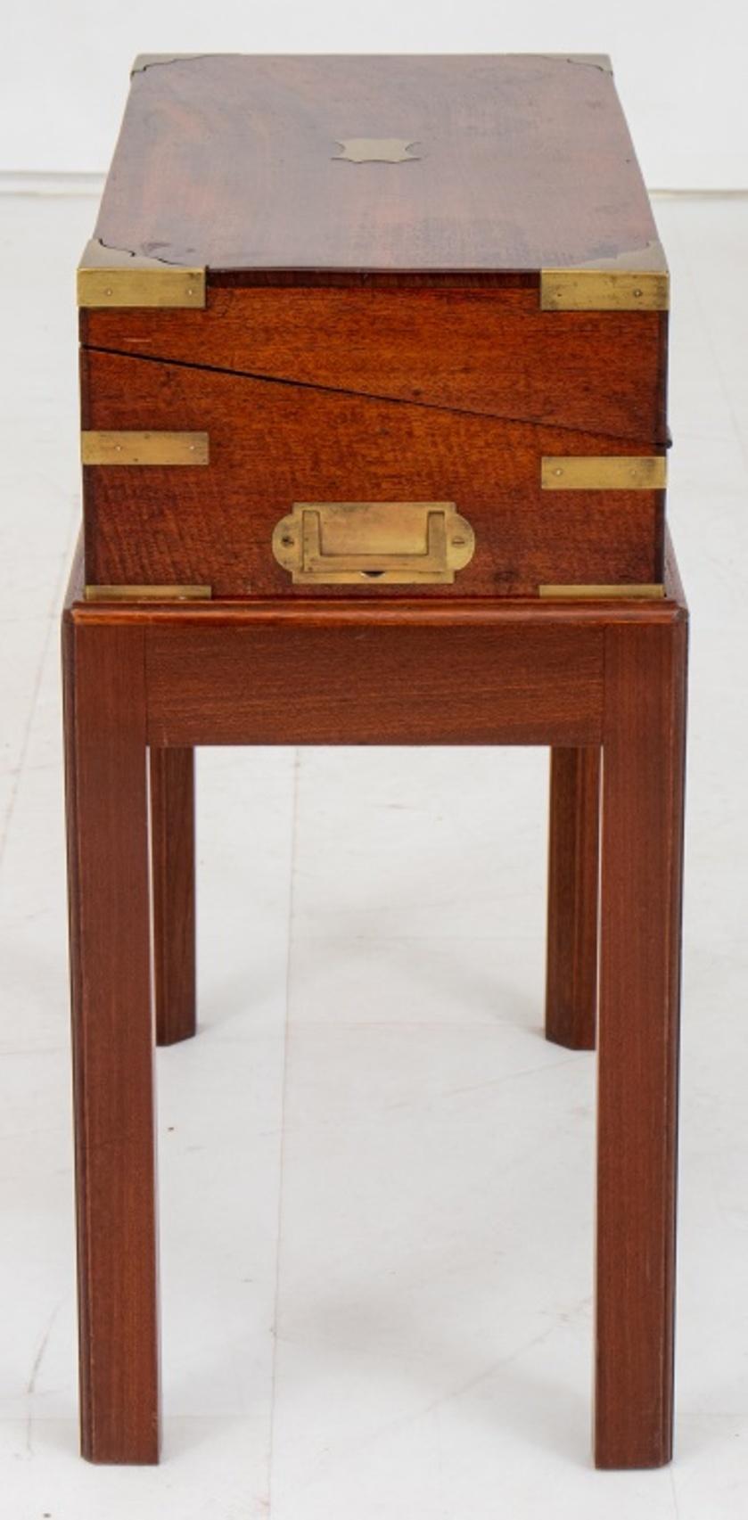 Victorian Mahogany & Brass Lap Desk Box on Stand 2