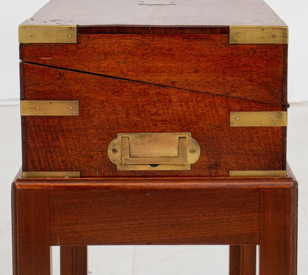 Victorian Mahogany & Brass Lap Desk Box on Stand 3