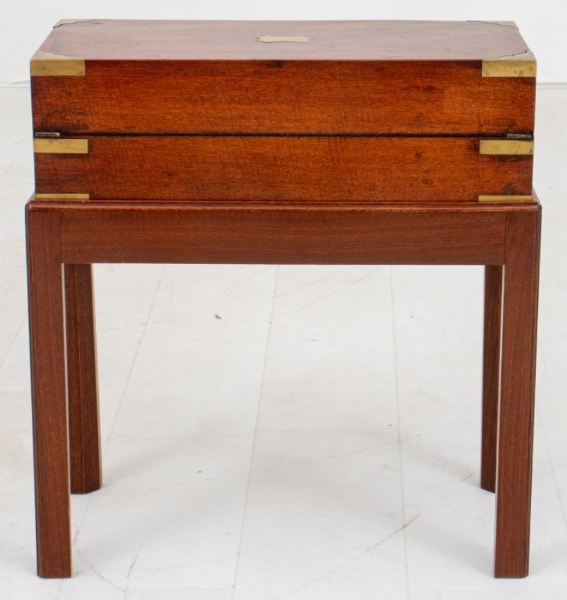 Victorian Mahogany & Brass Lap Desk Box on Stand 4