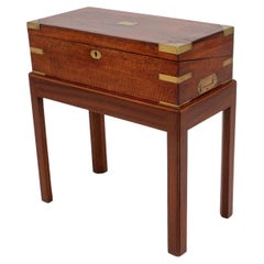 Victorian Mahogany & Brass Lap Desk Box on Stand