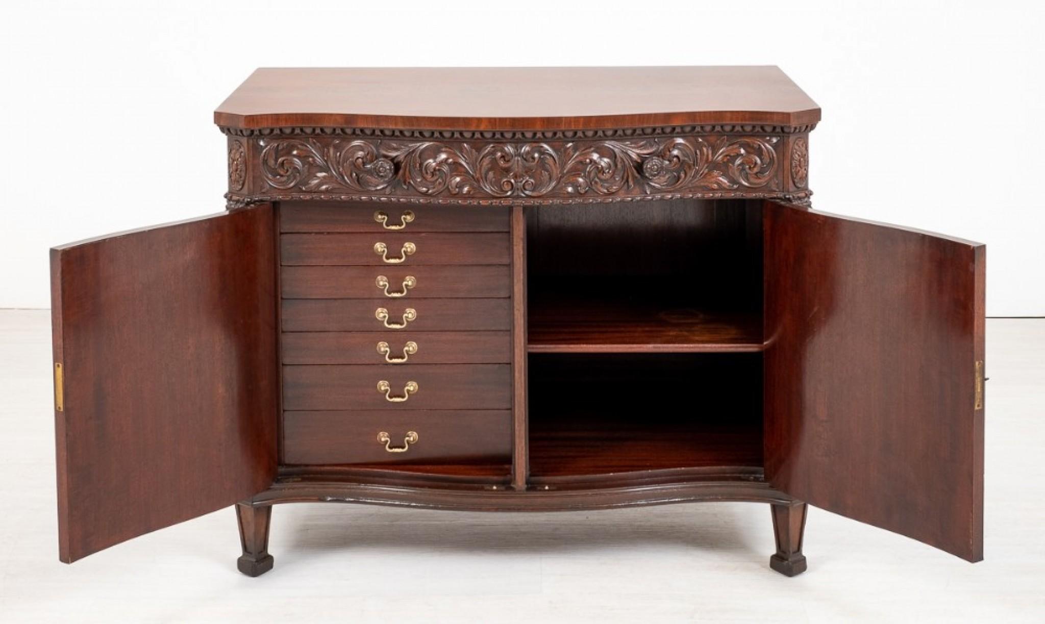 Victorian Mahogany Cabinet Carved Freize Chest For Sale 2