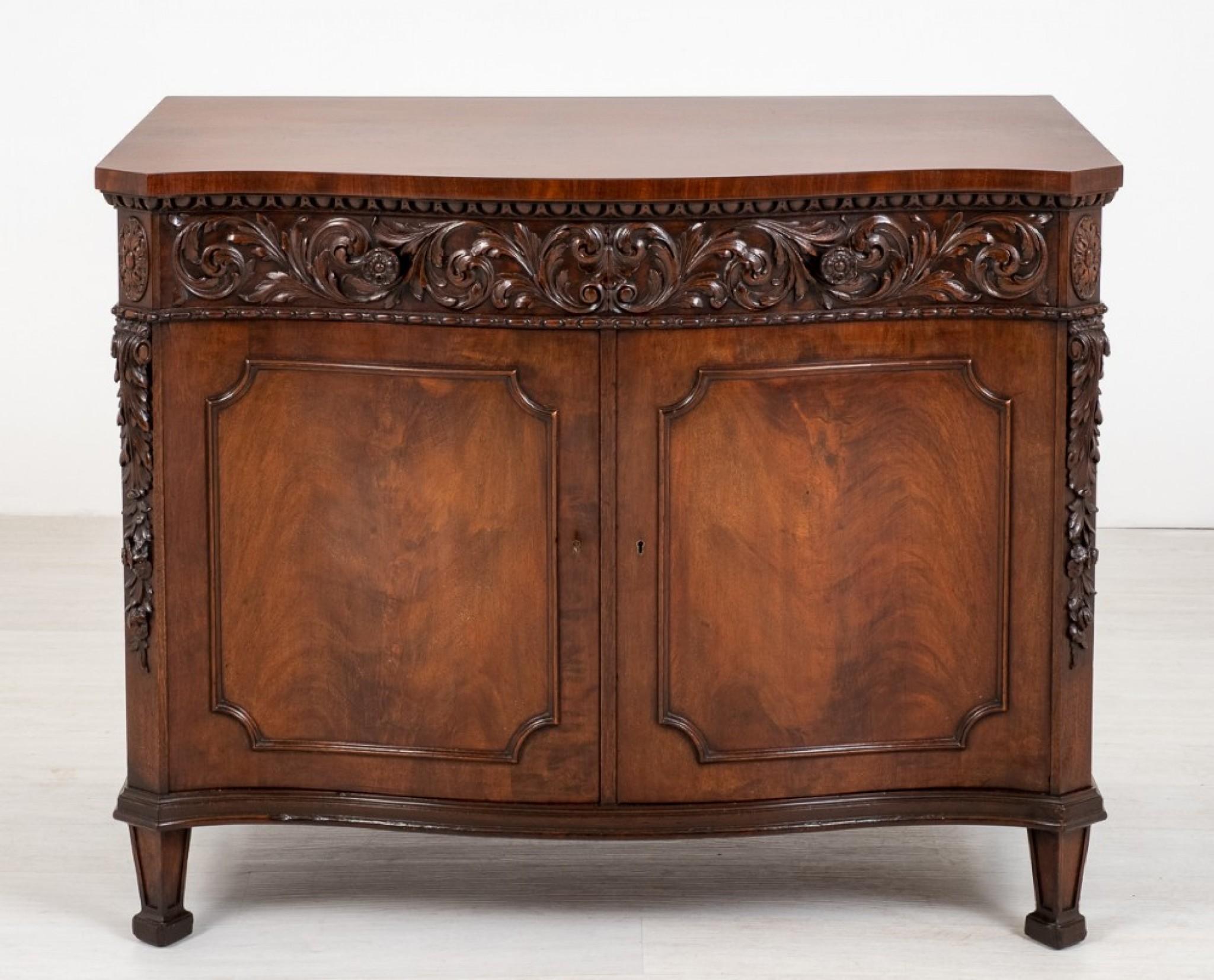 Victorian Mahogany Cabinet Carved Freize Chest For Sale 5