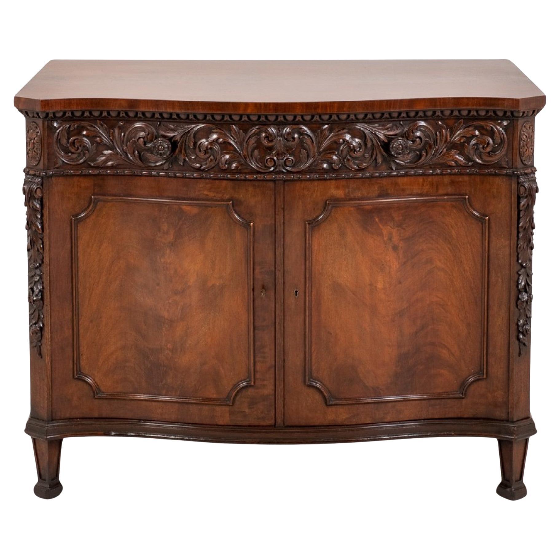 Victorian Mahogany Cabinet Carved Freize Chest For Sale