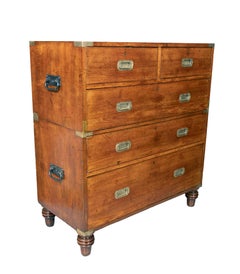 Victorian Mahogany Campaign Chest By S.W. Silver & Co