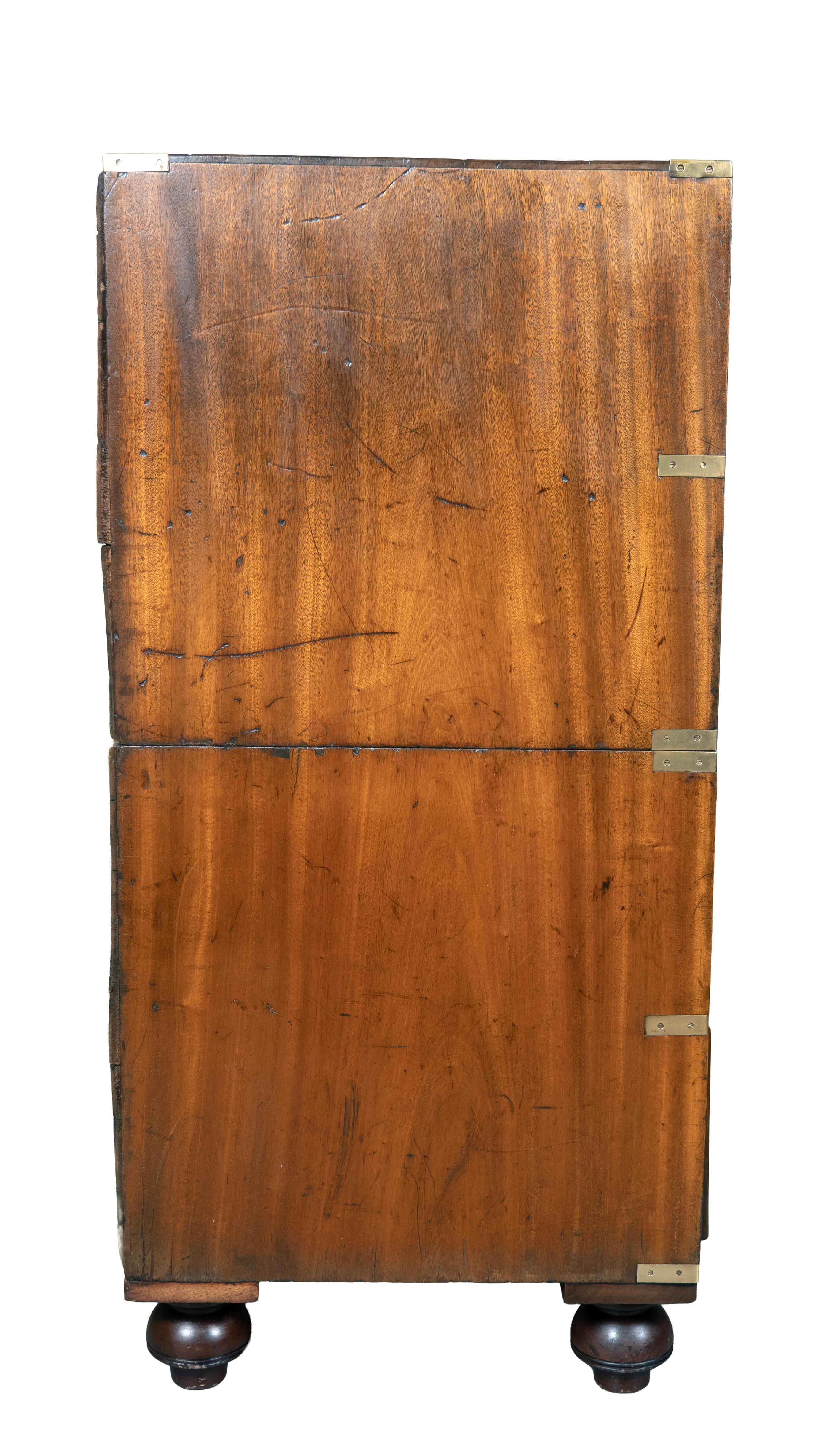 English Victorian Mahogany Campaign Chest For Sale