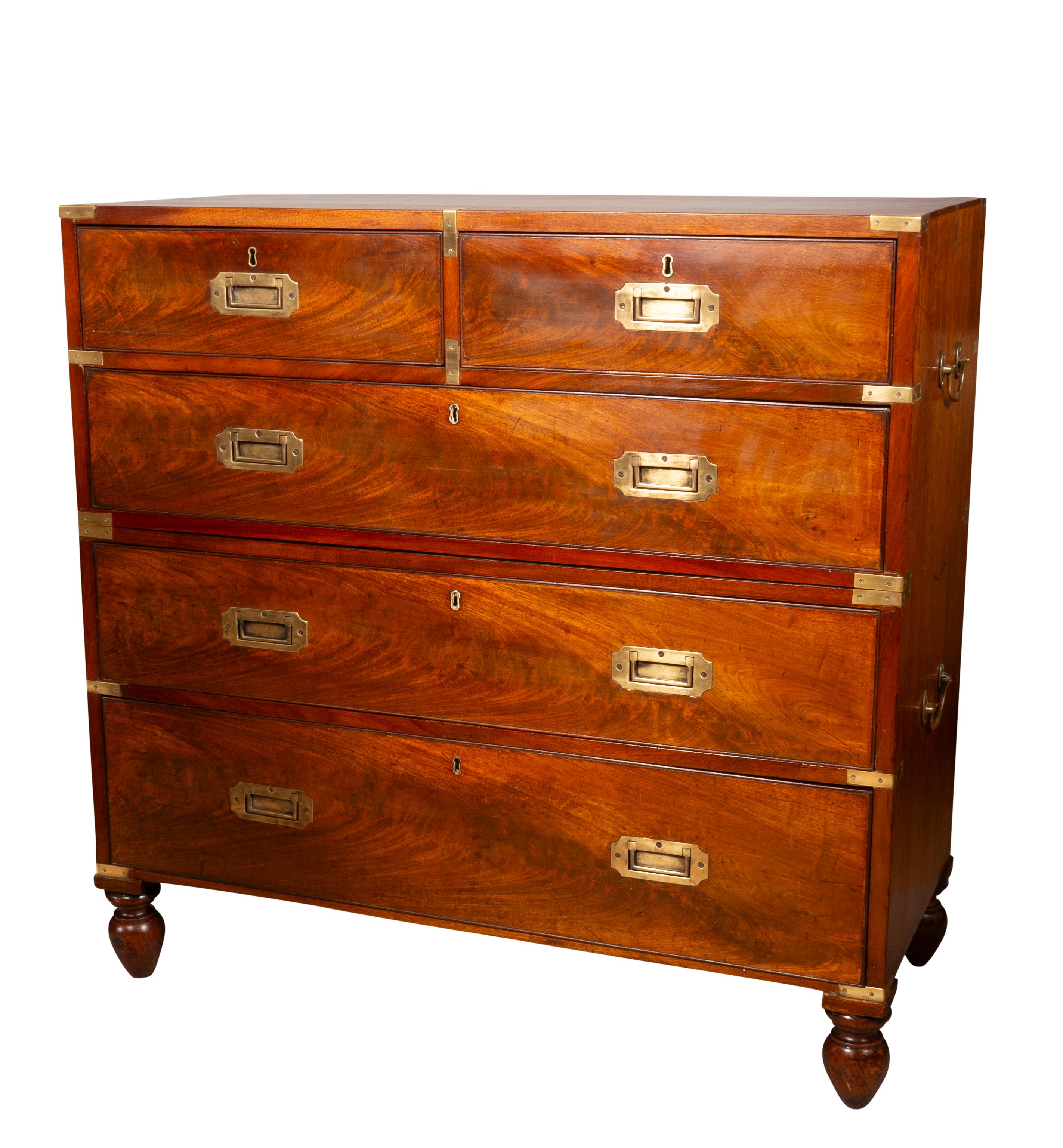 19th Century Victorian Mahogany Campaign Chest For Sale