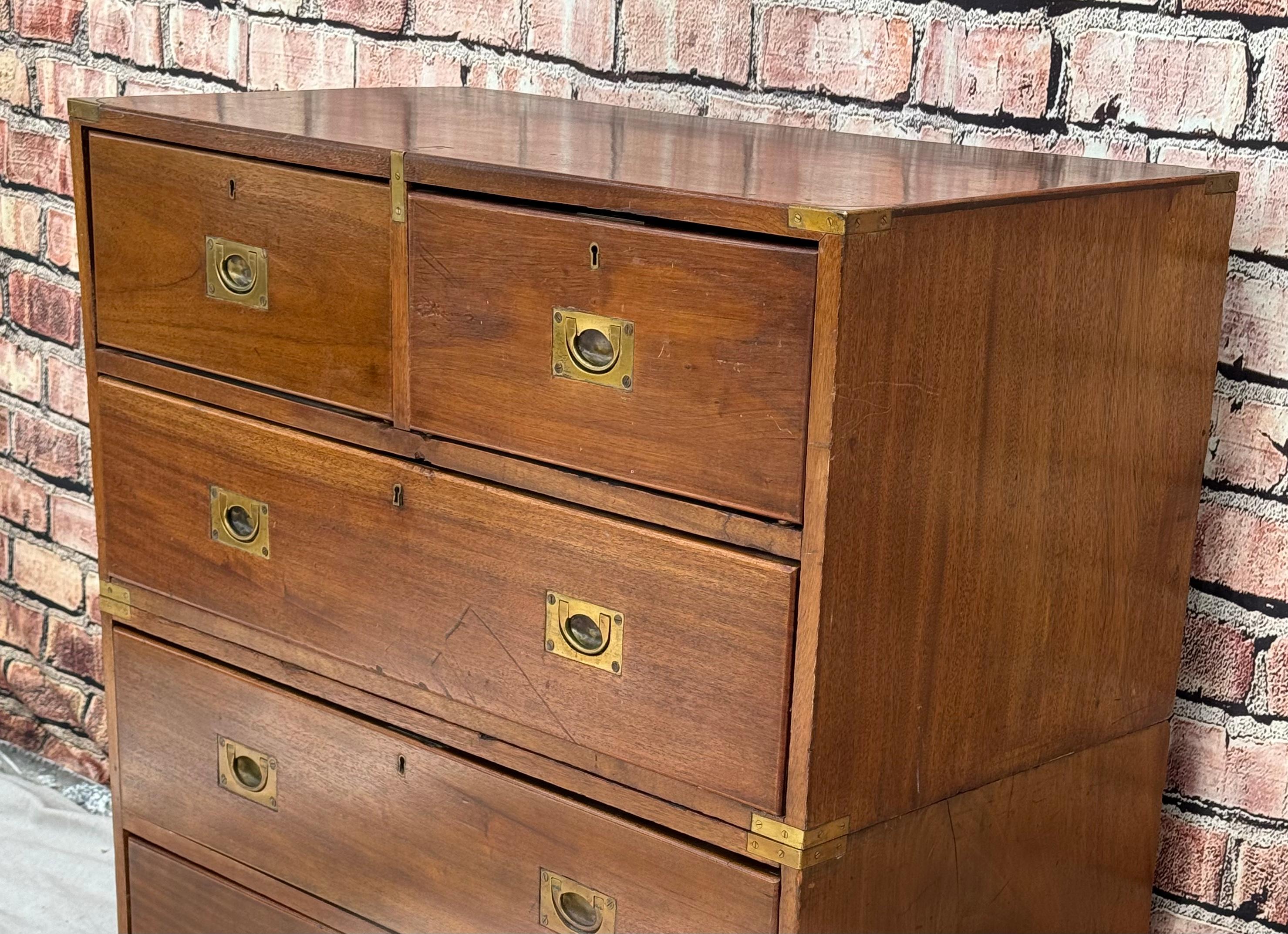 19th Century Victorian Mahogany Campaign Chest For Sale