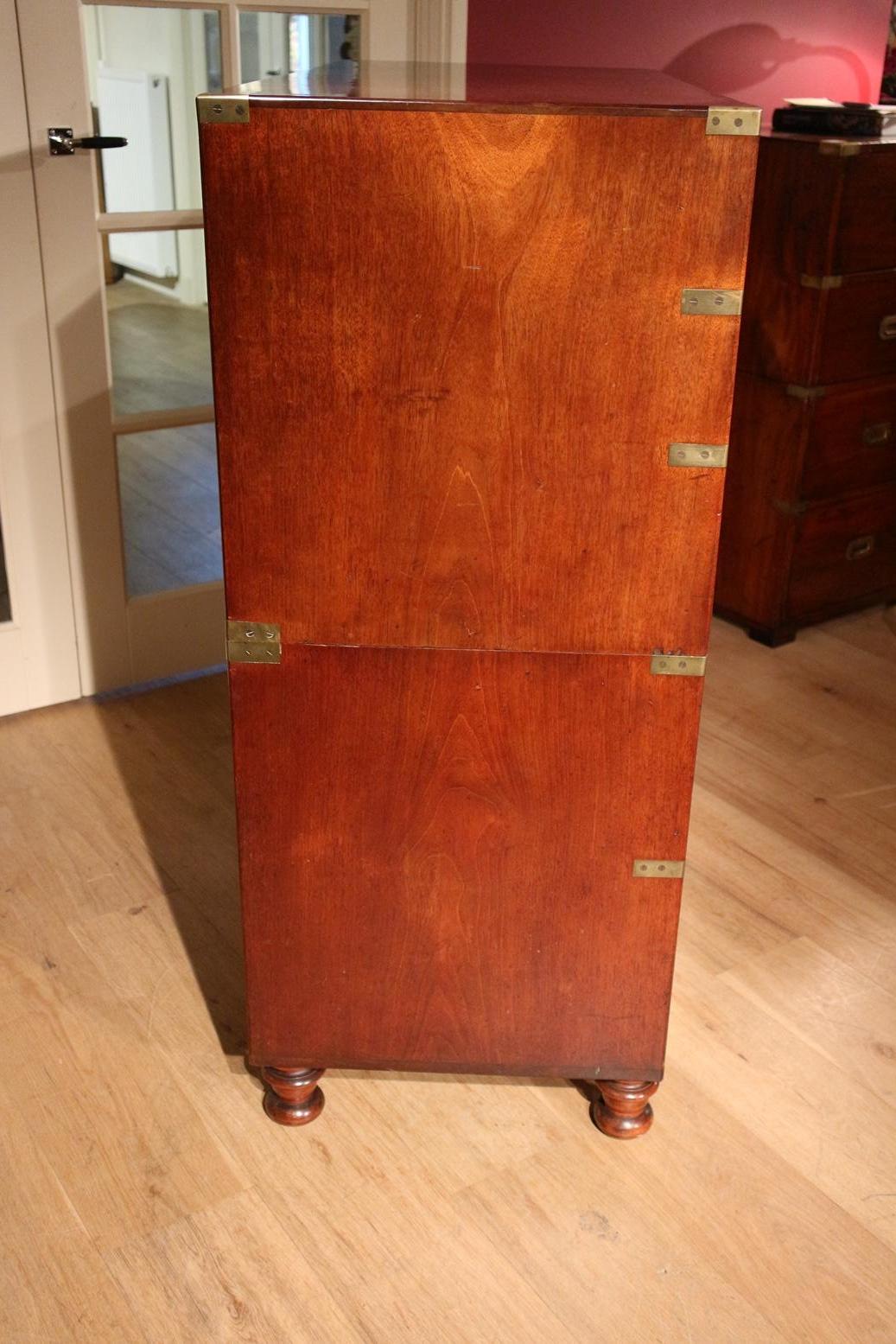 Victorian Mahogany Campaign Chest of Drawers with Secretaire 7