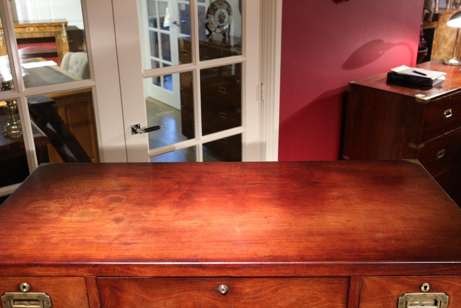 Victorian Mahogany Campaign Chest of Drawers with Secretaire 9