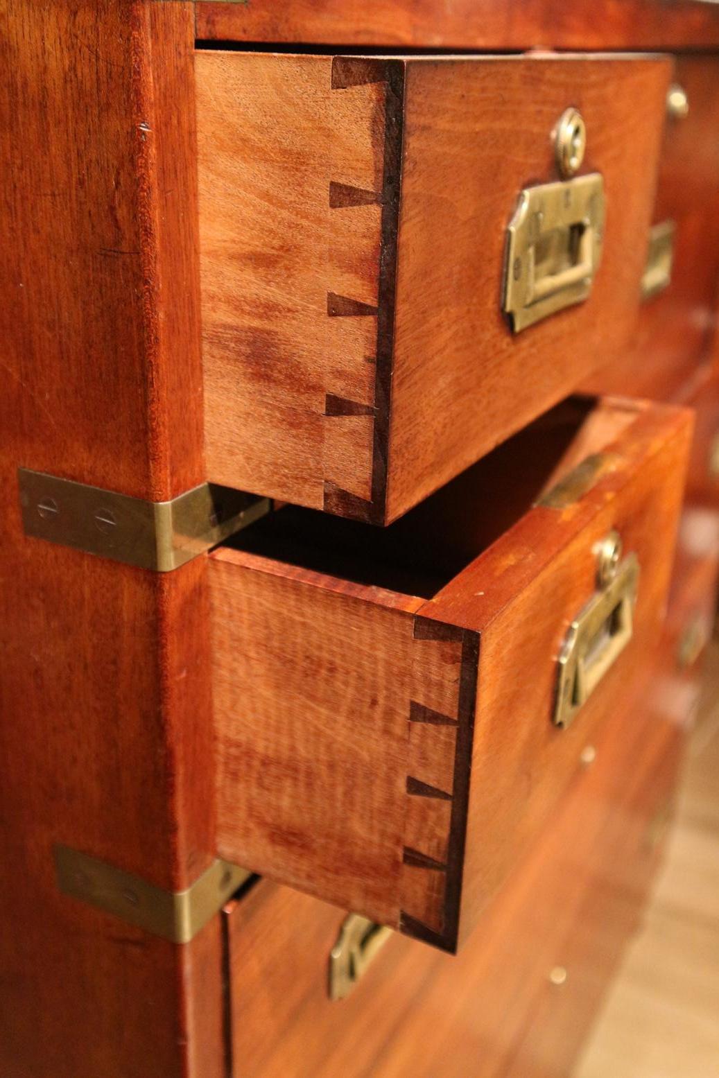 Victorian Mahogany Campaign Chest of Drawers with Secretaire 11