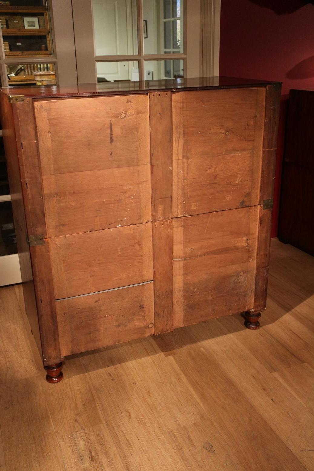 Victorian Mahogany Campaign Chest of Drawers with Secretaire 12