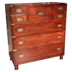 Victorian Mahogany Campaign Chest of Drawers with Secretaire