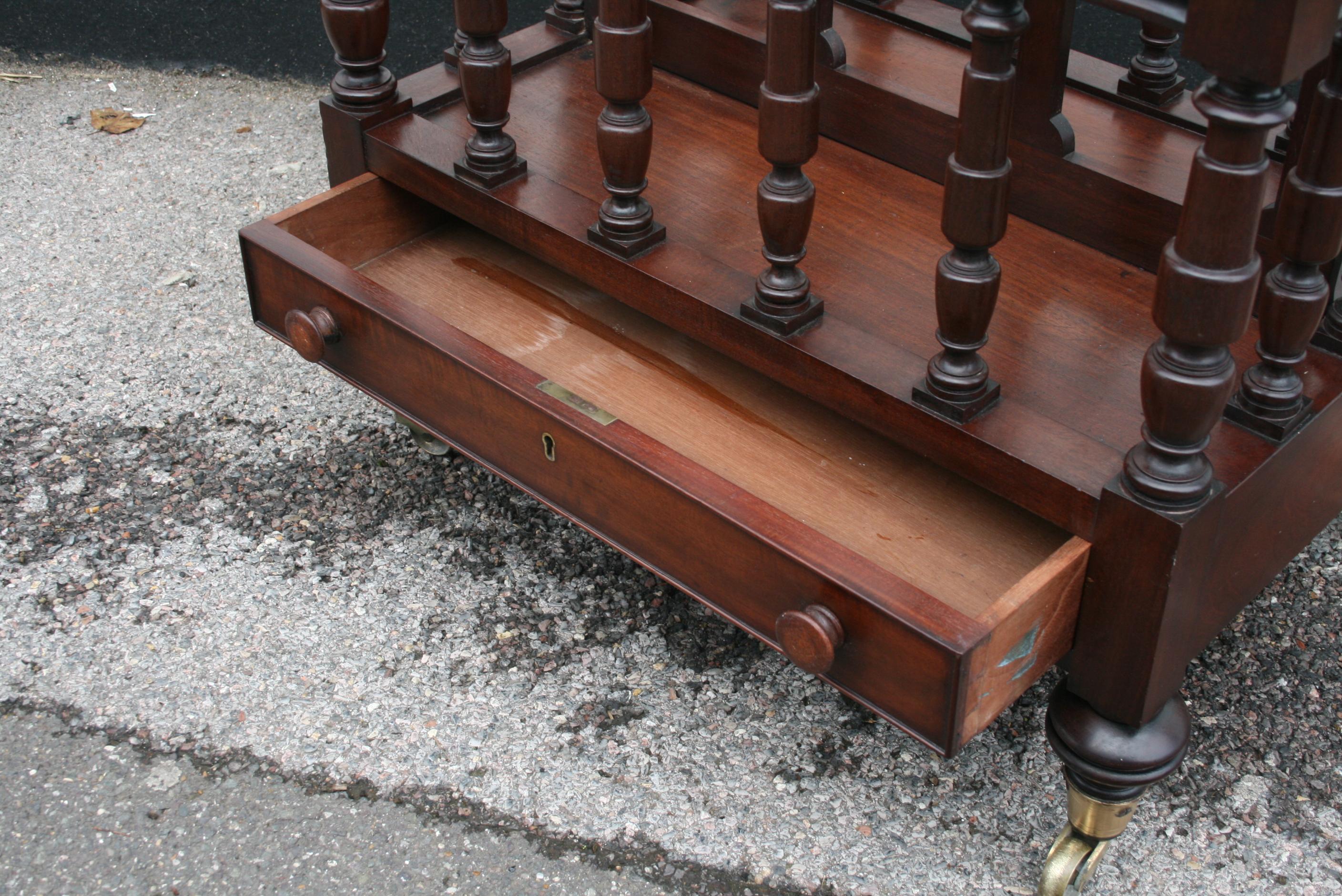 Very good quality large 19th century Canterbury in solid mahogany.