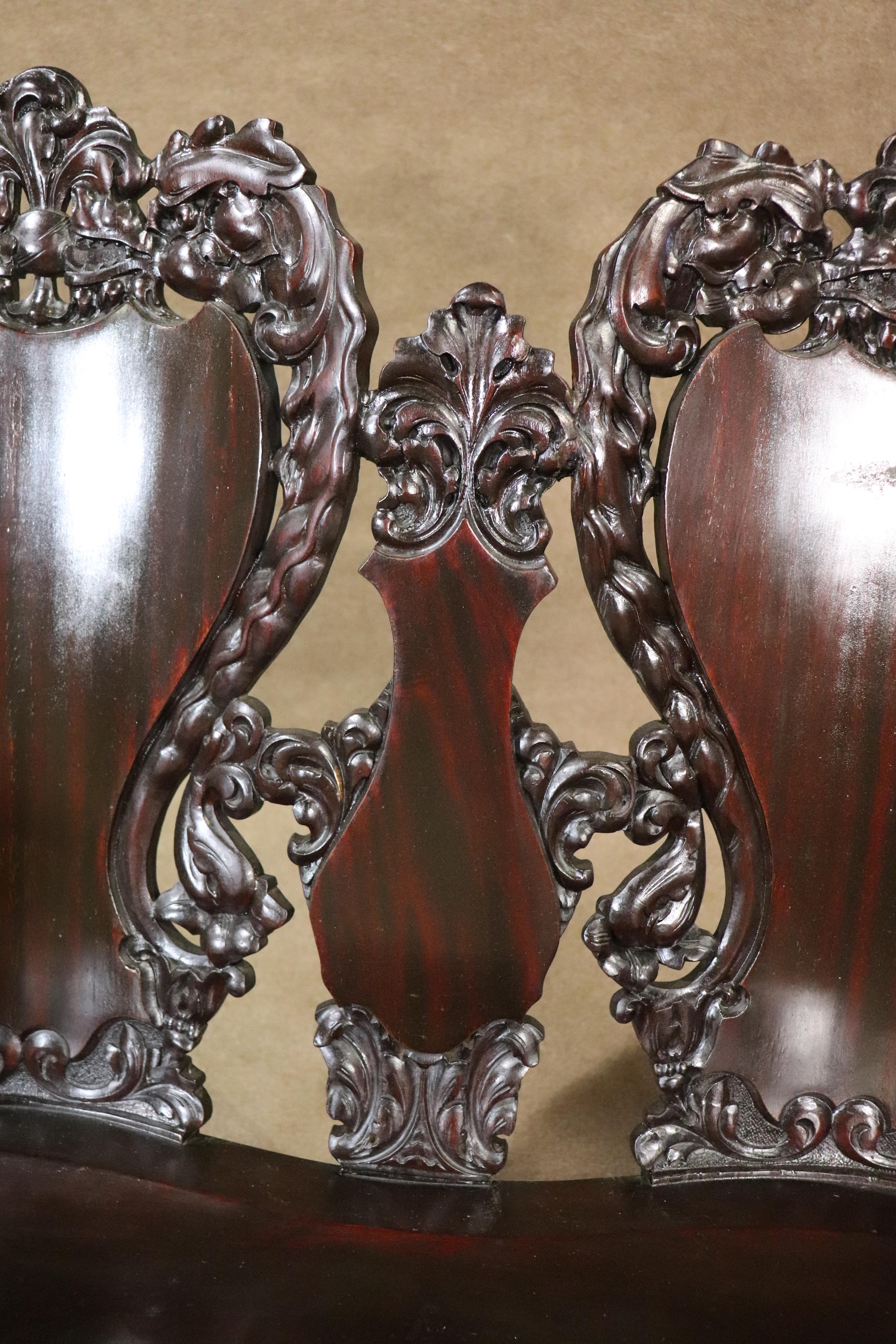 Victorian Mahogany Carved Bench For Sale 6