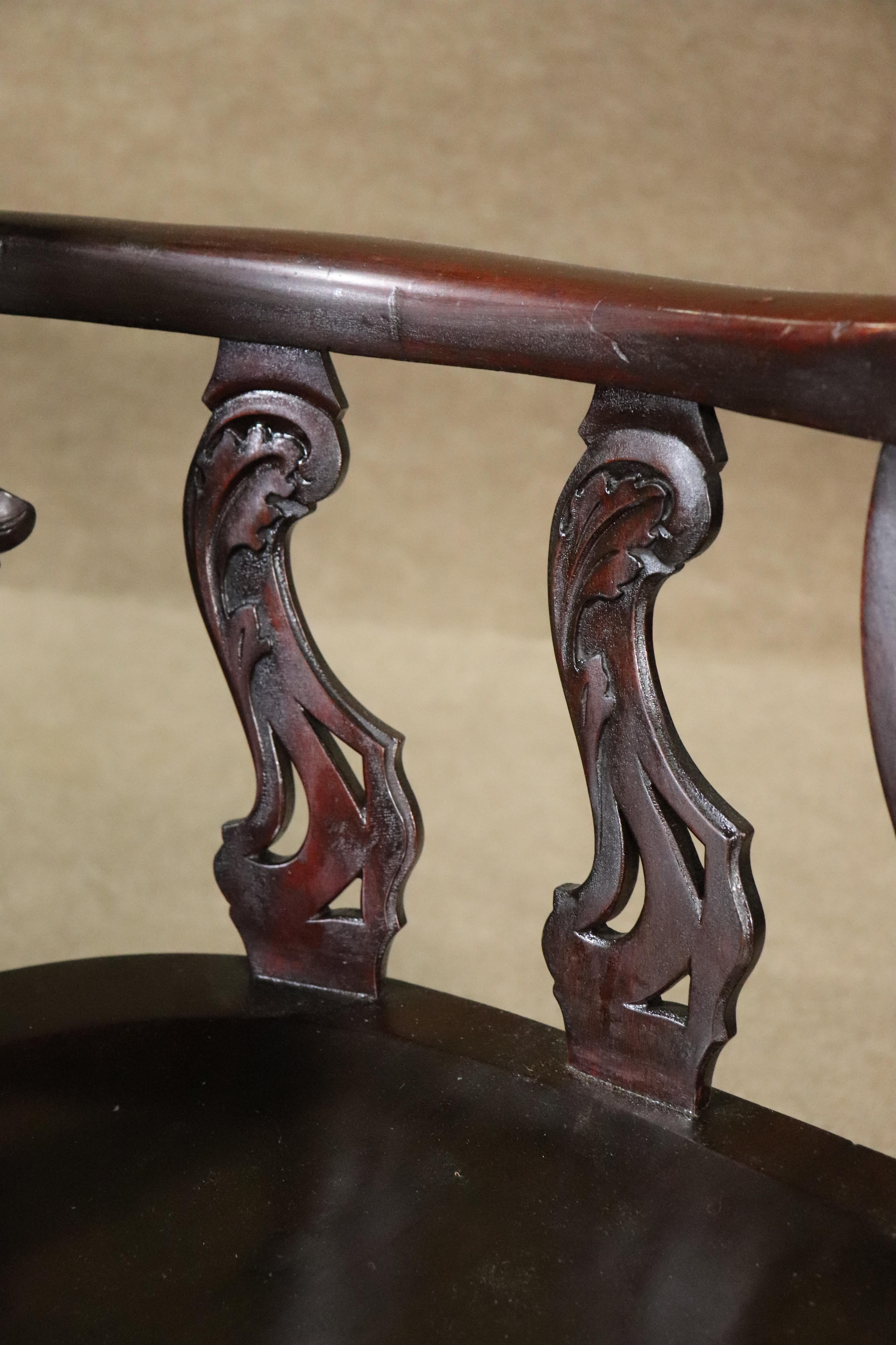 Victorian Mahogany Carved Bench For Sale 9