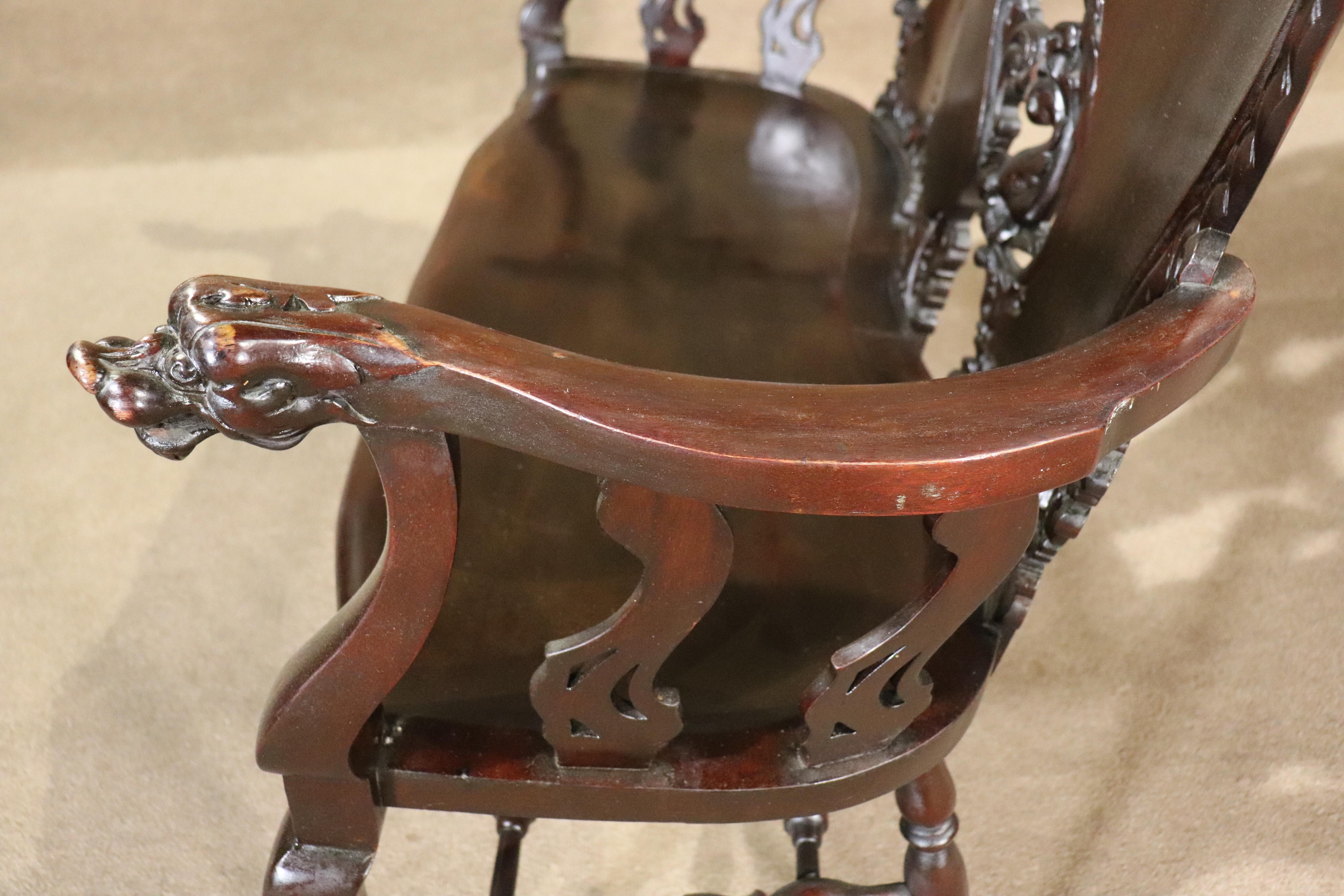 20th Century Victorian Mahogany Carved Bench For Sale
