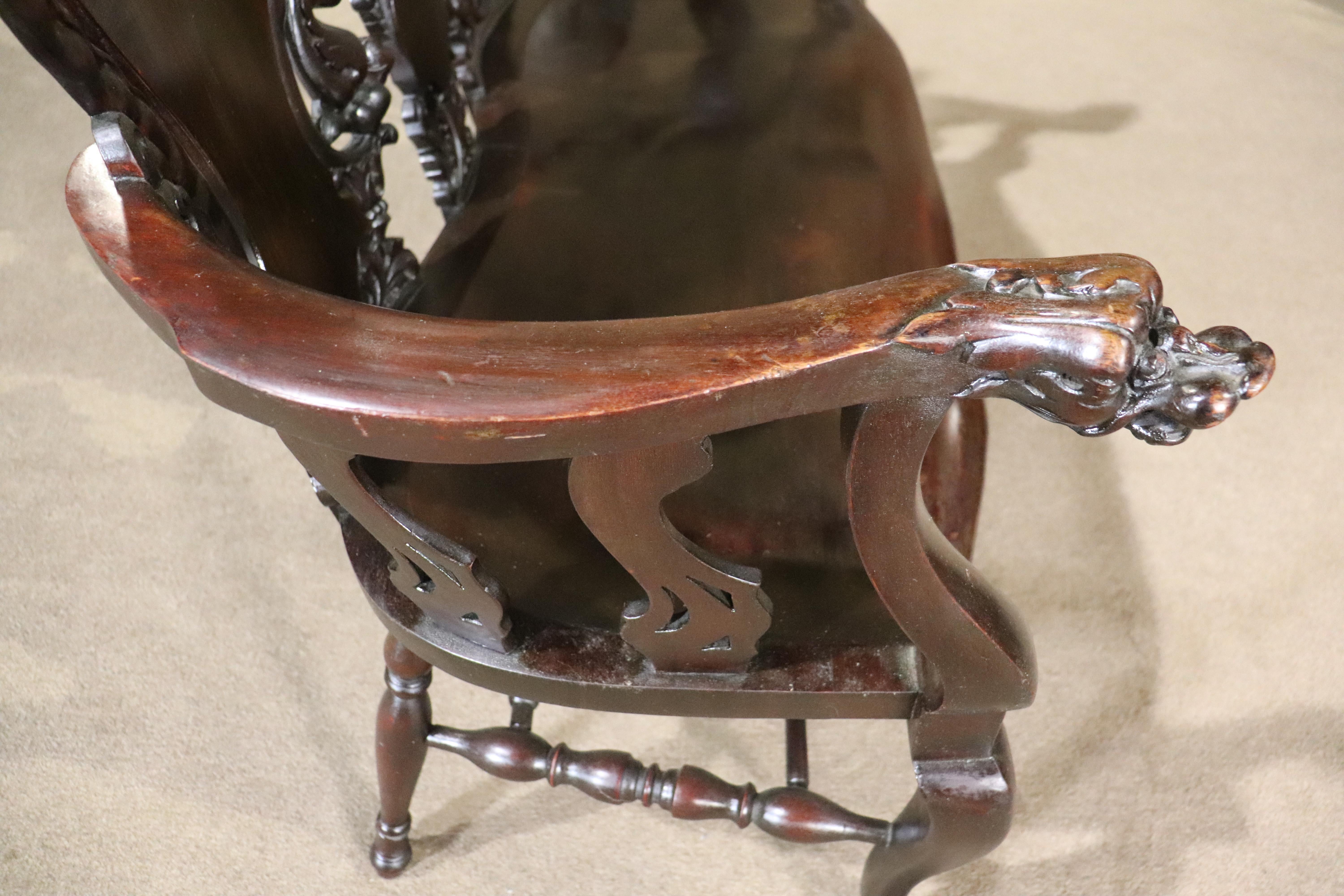 Victorian Mahogany Carved Bench For Sale 3