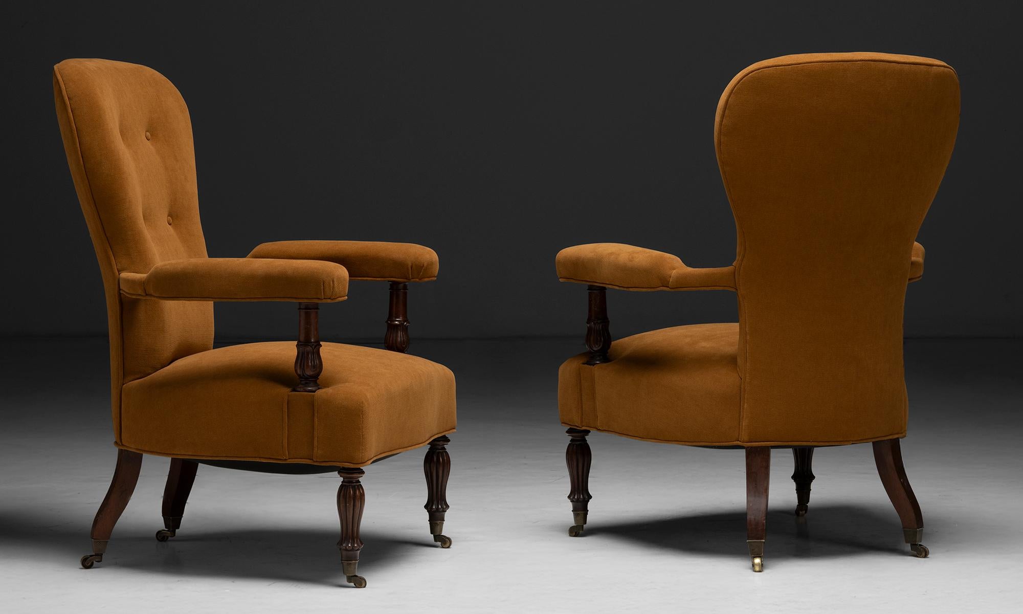 Tessuto Sedie vittoriane in mogano, Inghilterra, 1880 circa in vendita