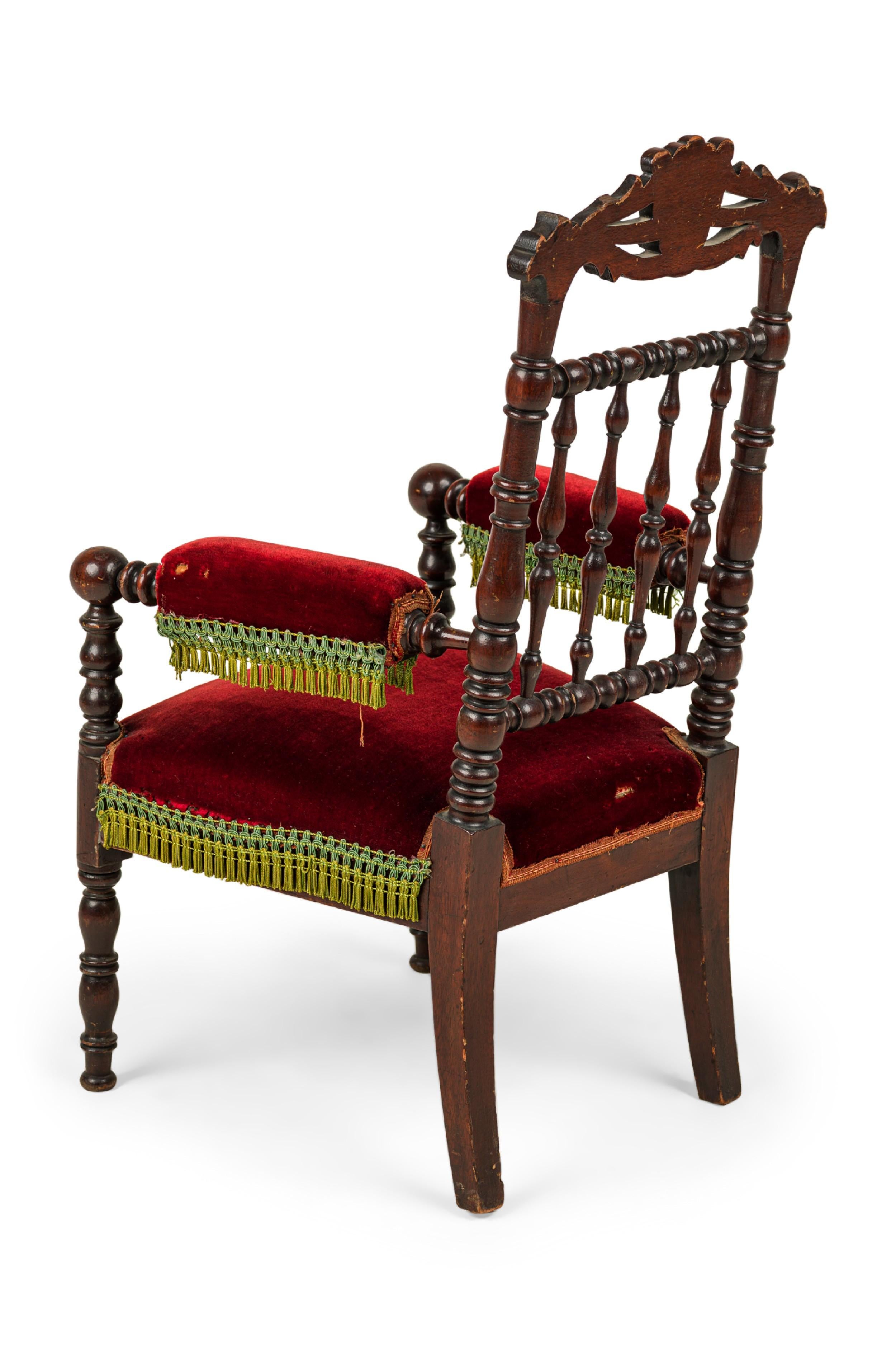Hand-Crafted Victorian Mahogany Child's Arm Chair For Sale