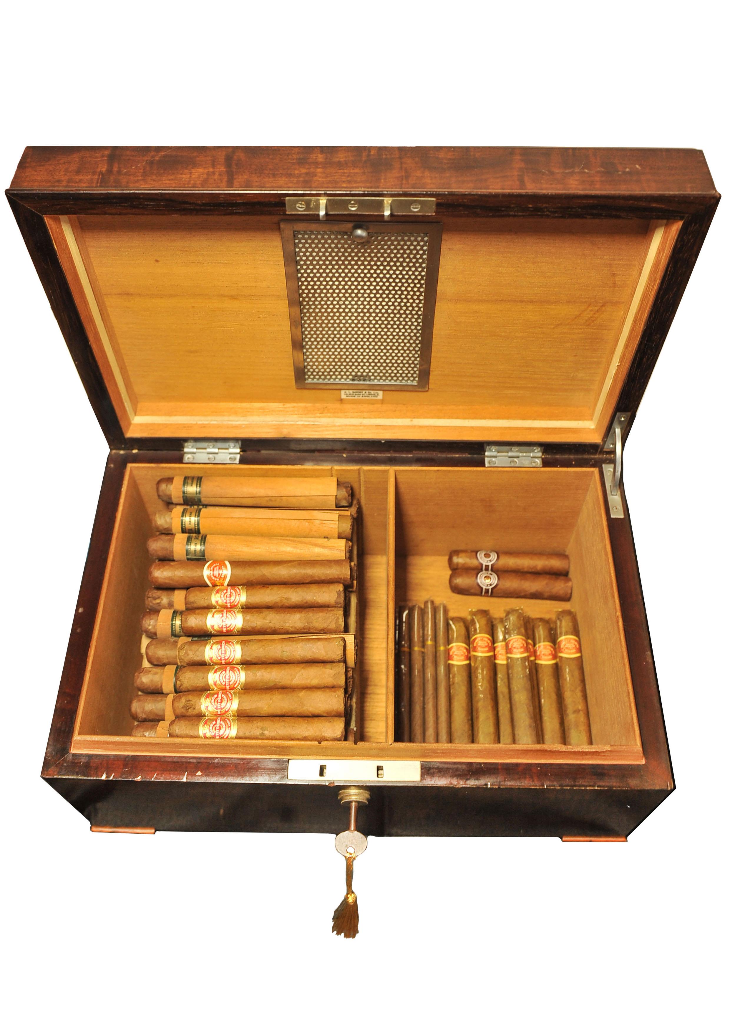 Elegant Victorian Mahogany Cigar Humidor Box by HL Savory Ltd London Bond Street 2