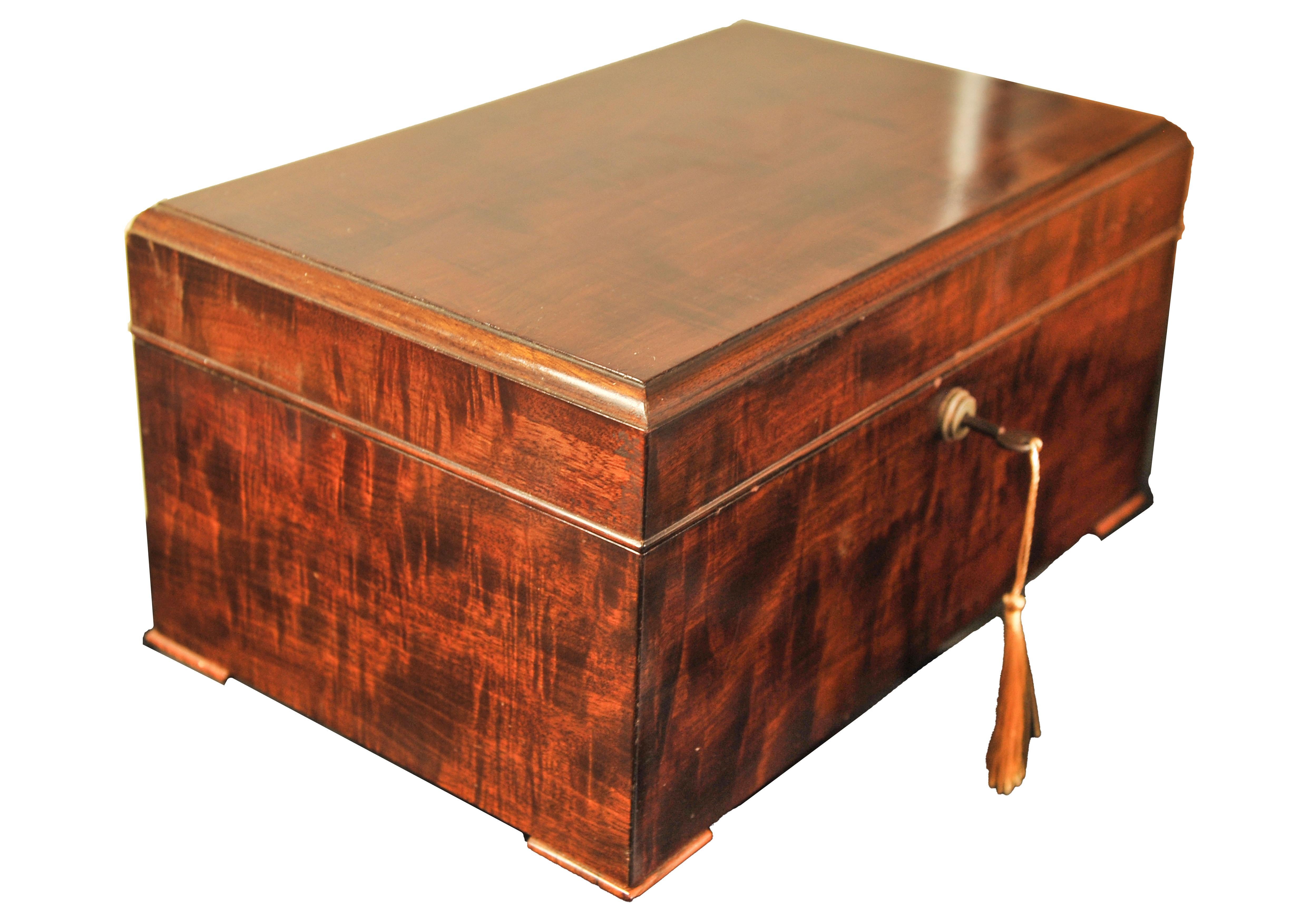 A Beautiful Hand-Crafted Victorian 19th Century Mahogany, Veneered Cigar Humidor Box Manufactured by HL Savory & Co. Ltd. of 178 New Bond Street, London. (Very renowned shopping address in London)

Handmade humidor box has a chamfered edge top with