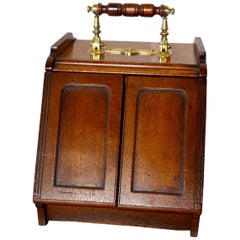 Victorian Mahogany Coal Scuttle, Mechanical Opening and Liner