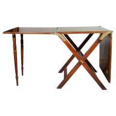 Table de campagne victorienne en acajou pliable