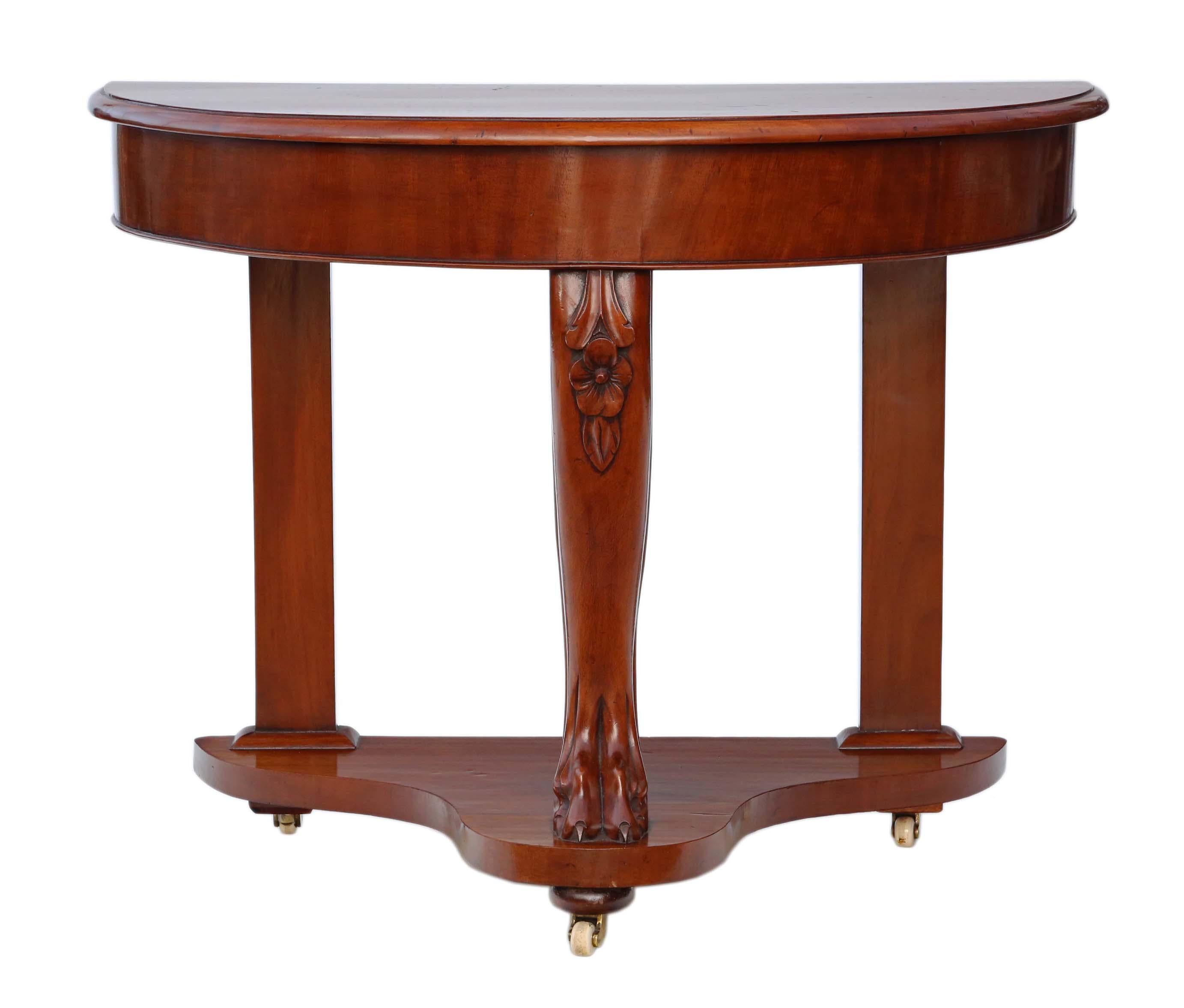 Victorian Mahogany Demi-Lune Console Table In Good Condition For Sale In Wisbech, Cambridgeshire