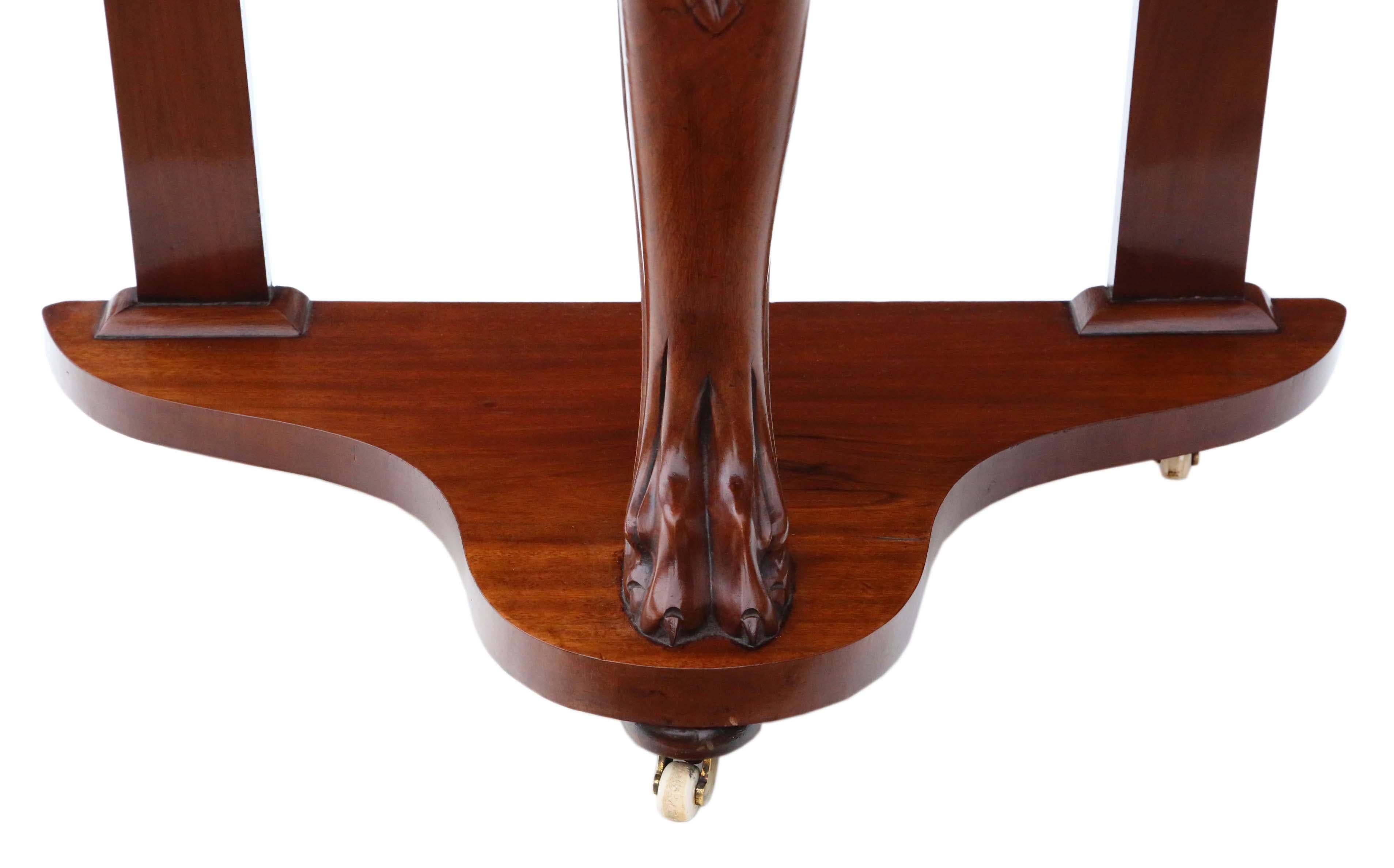 Wood Victorian Mahogany Demi-Lune Console Table For Sale