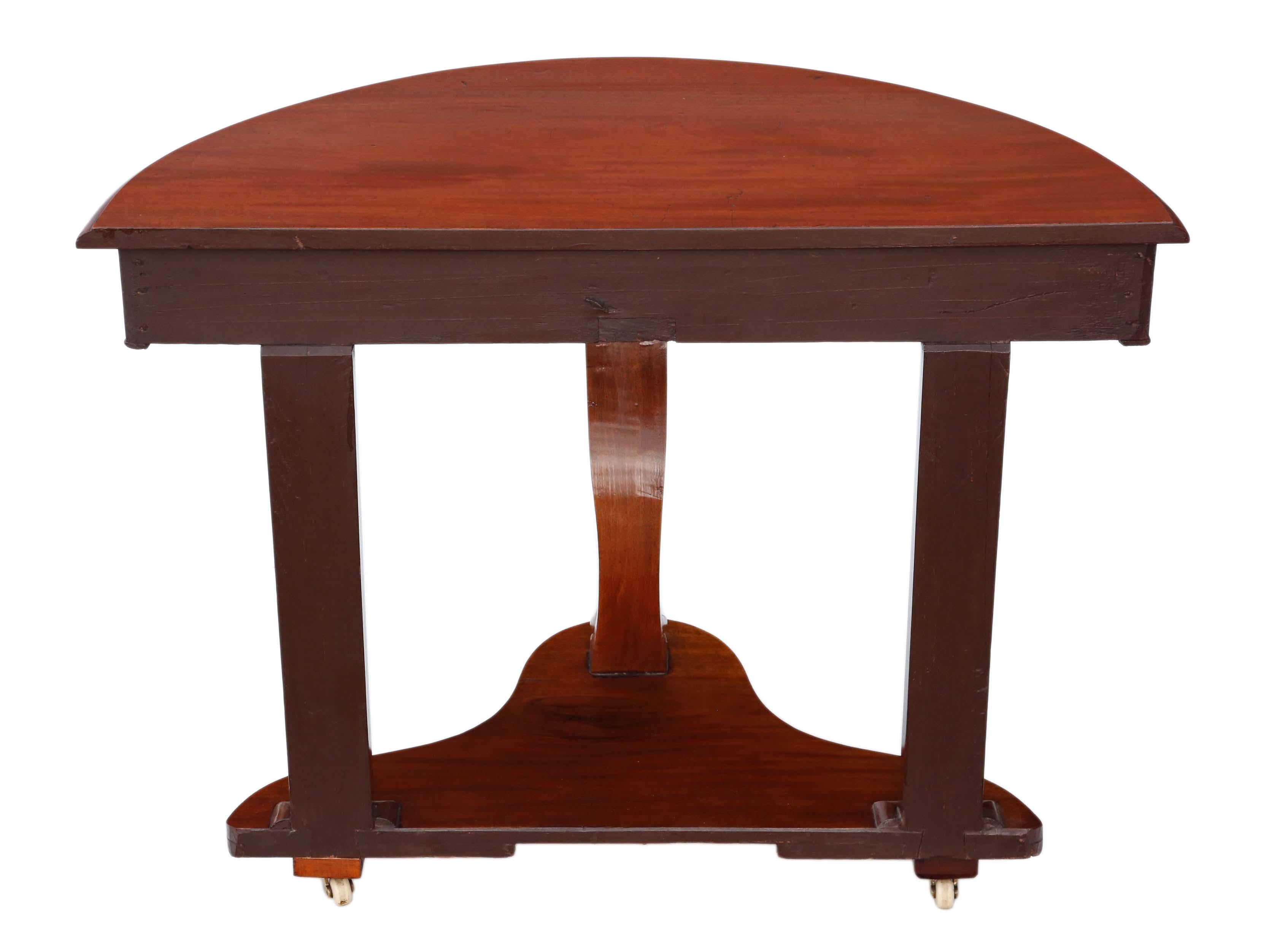 Victorian Mahogany Demi-Lune Console Table For Sale 1