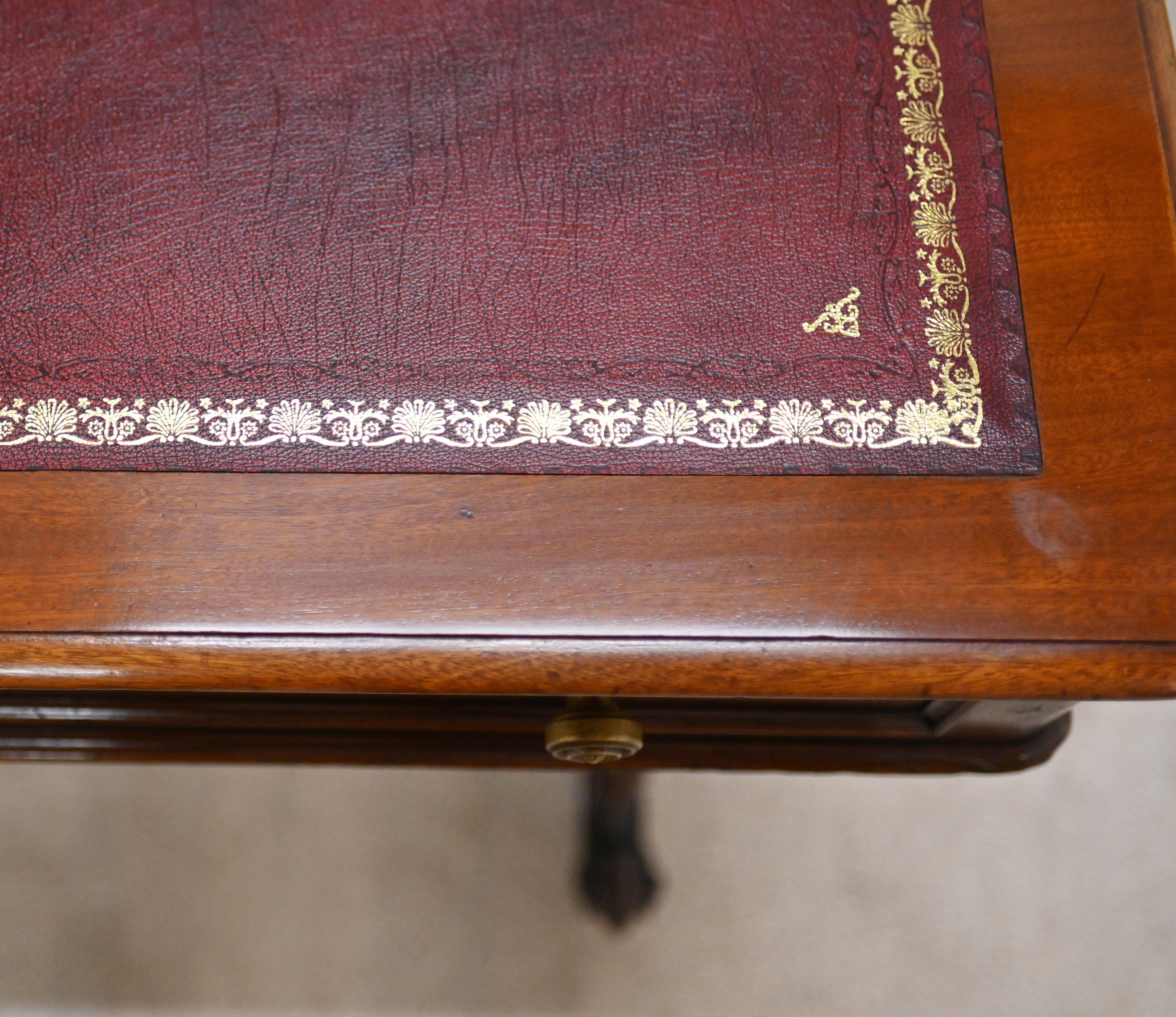 Victorian Mahogany Desk Antique 1880 Writing Table 1