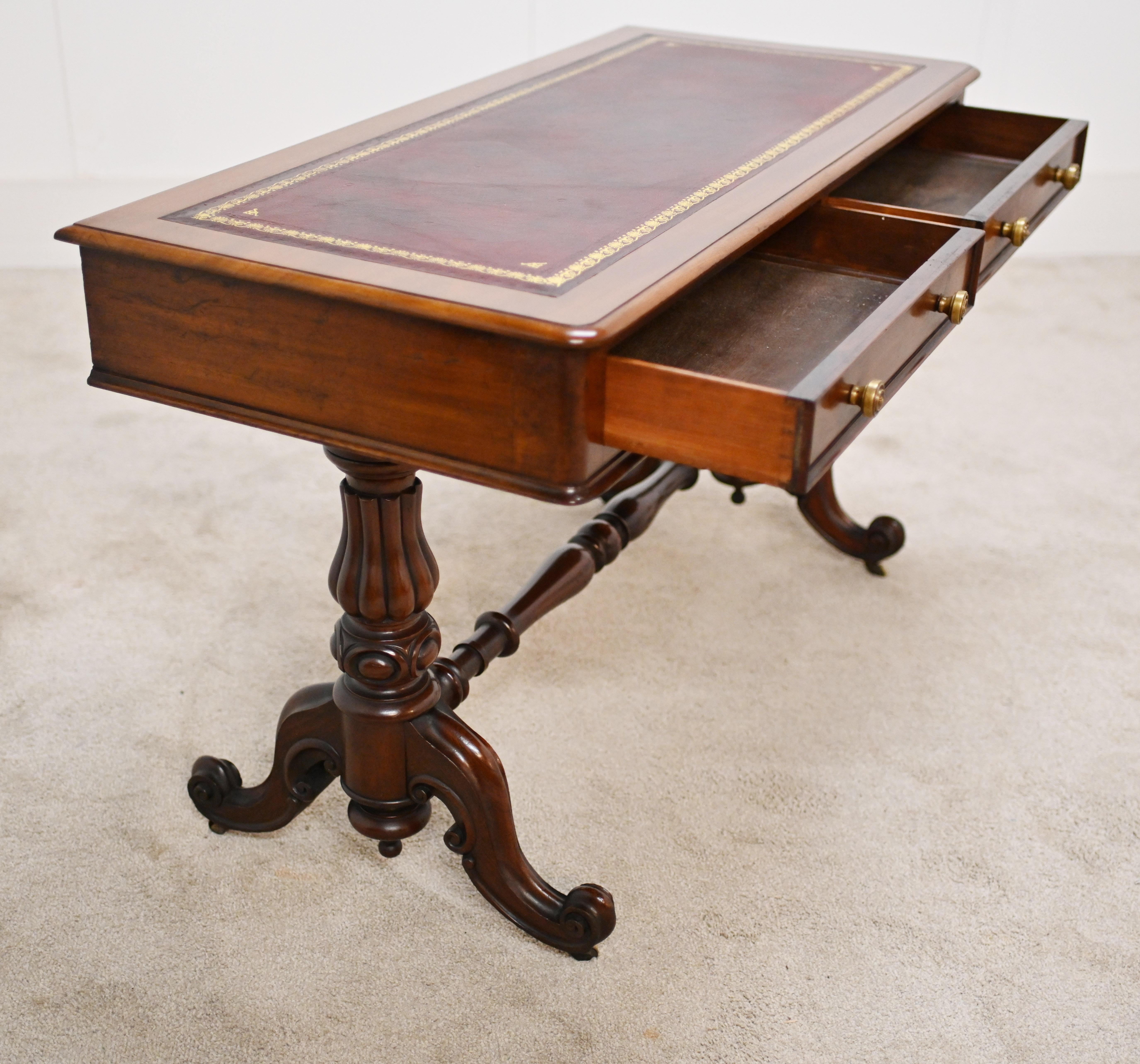 Victorian Mahogany Desk Antique 1880 Writing Table 4