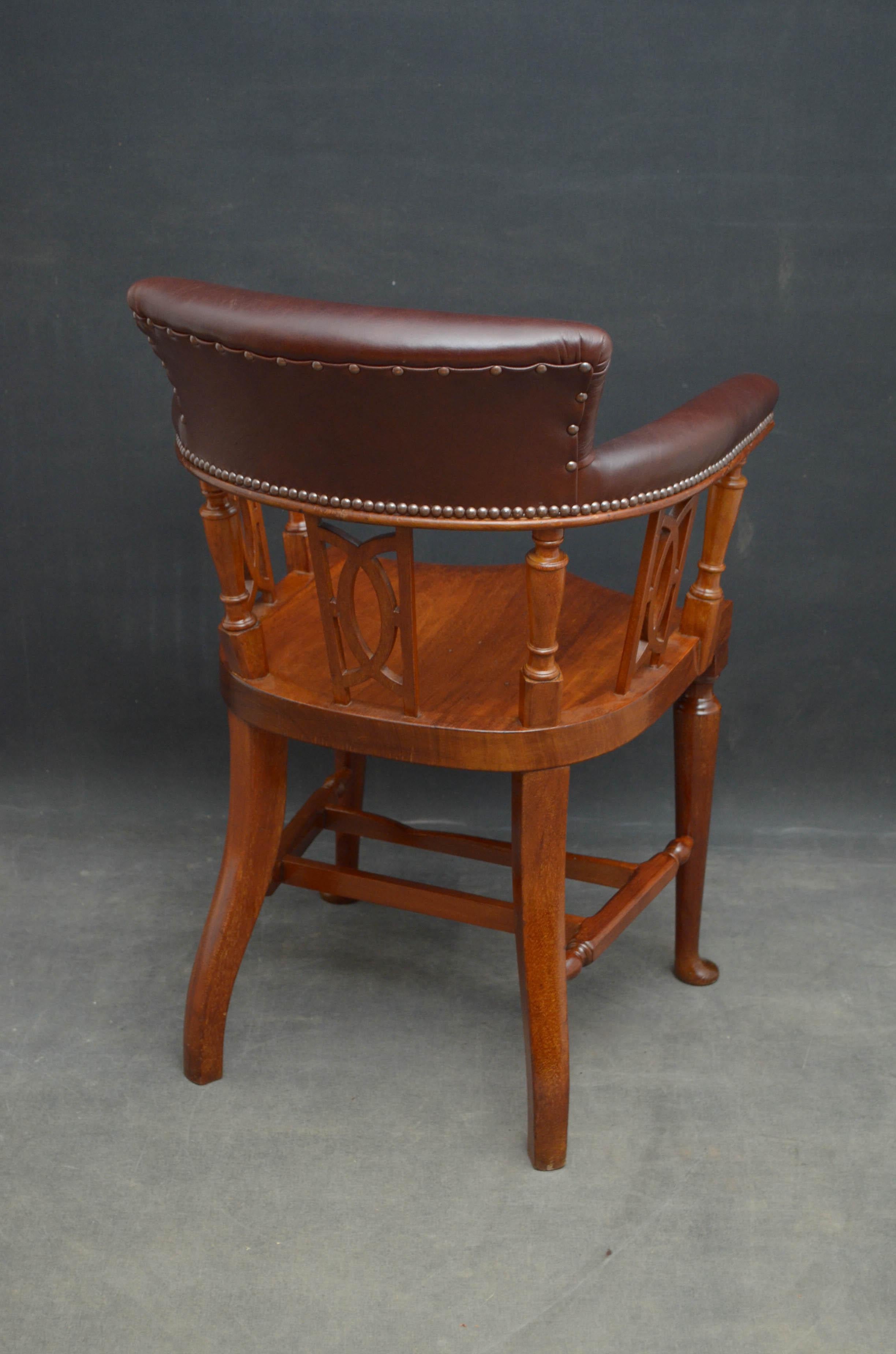 Leather Victorian Mahogany Desk Chair