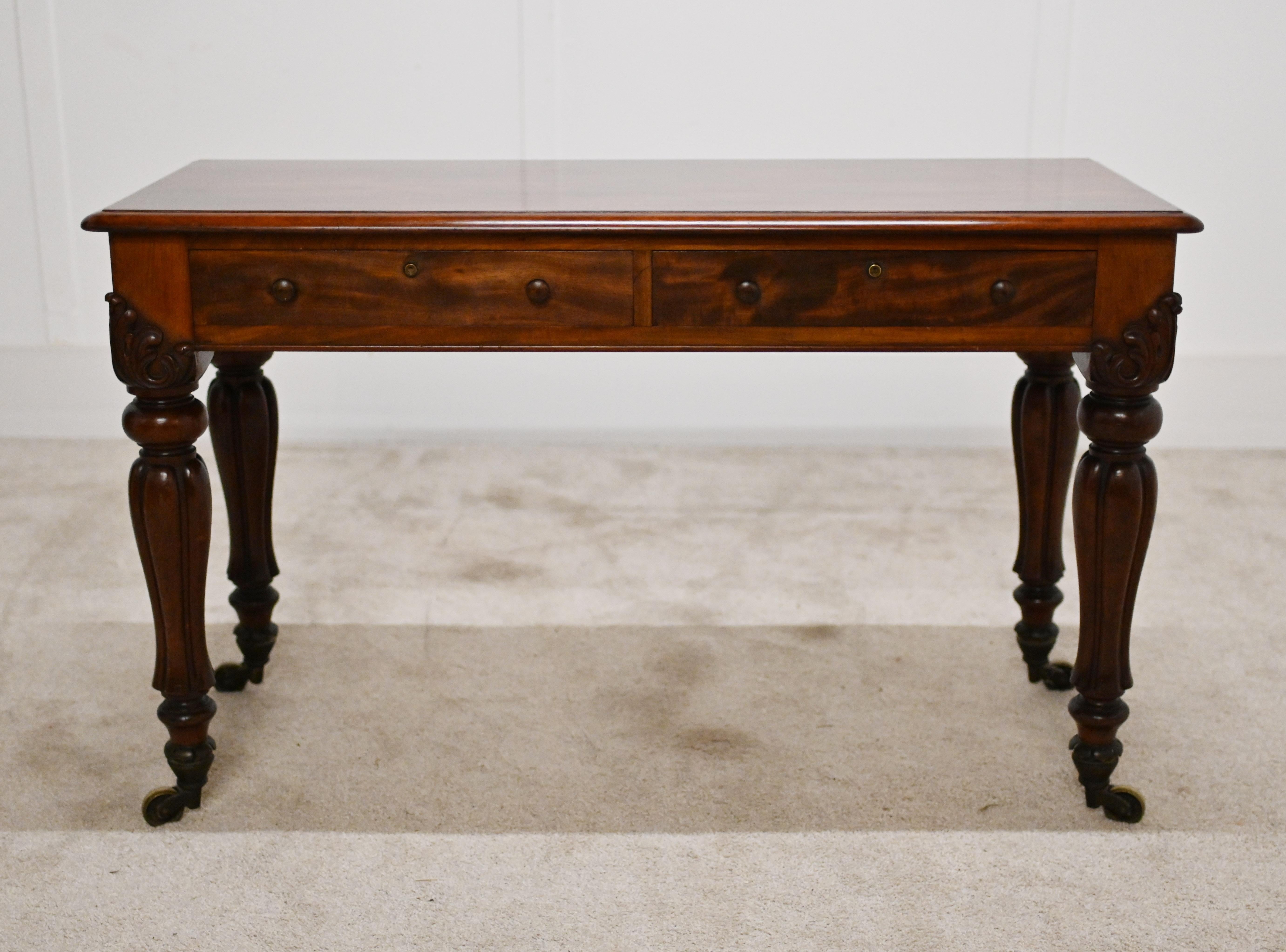 Mid-19th Century Victorian Mahogany Desk Hamptons and Sons London 1840 For Sale