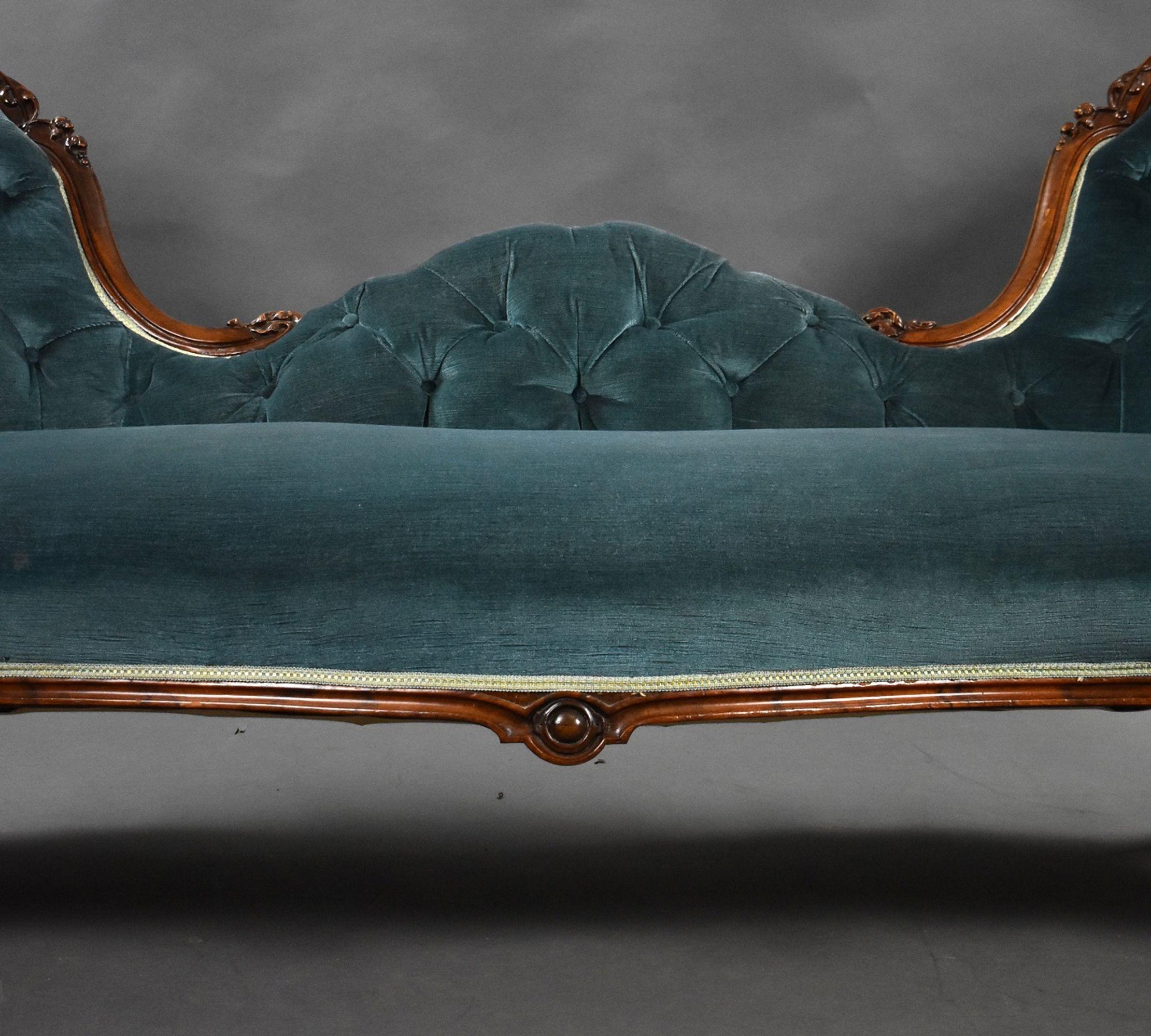 Mid-19th Century Victorian Mahogany Double Ended Chaise Lounge For Sale