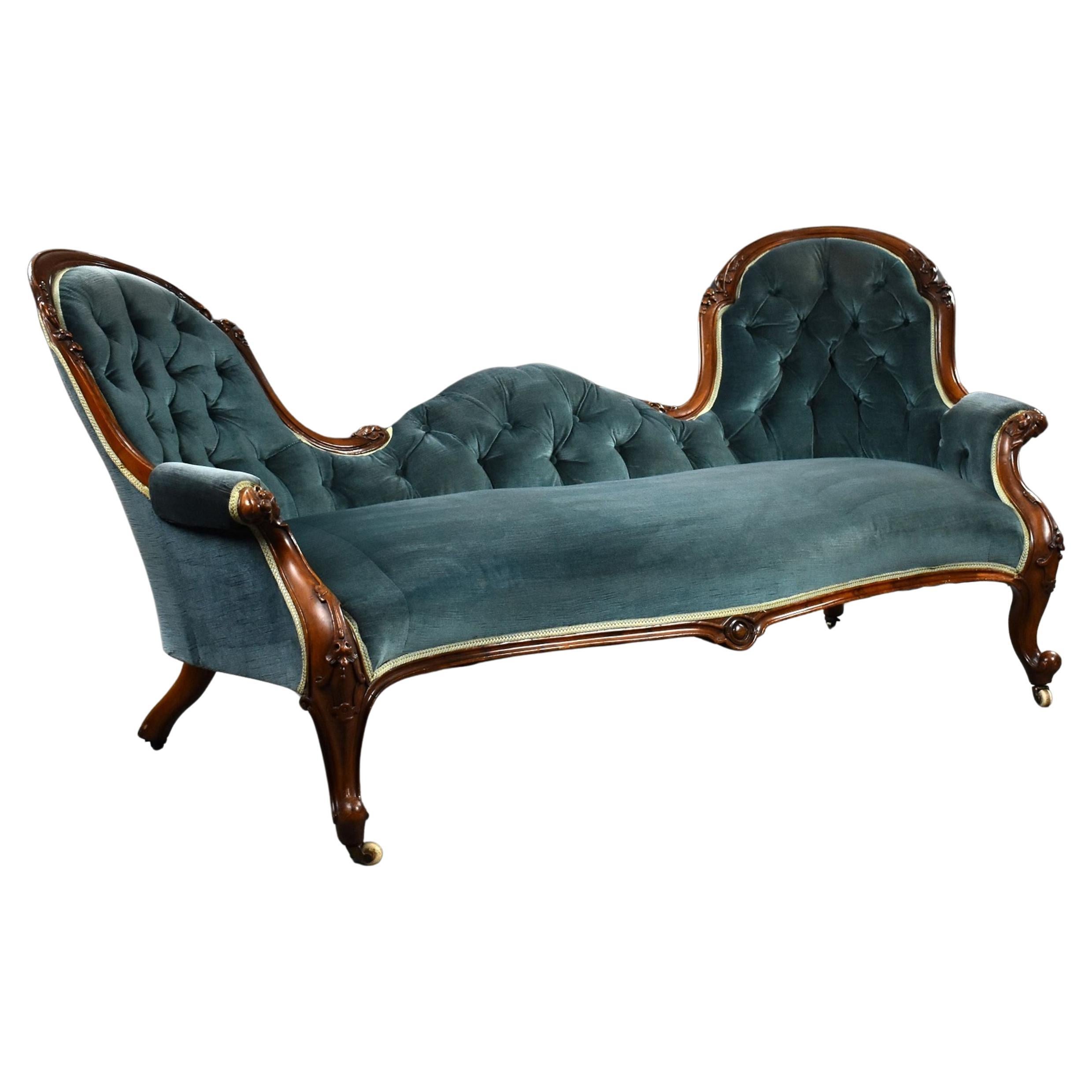 Victorian Mahogany Double Ended Chaise Lounge For Sale