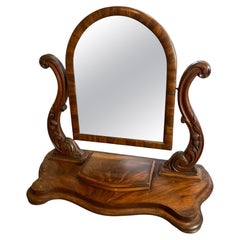 Victorian Mahogany Dressing Table swing Mirror Carved Scottish Thistle Carving
