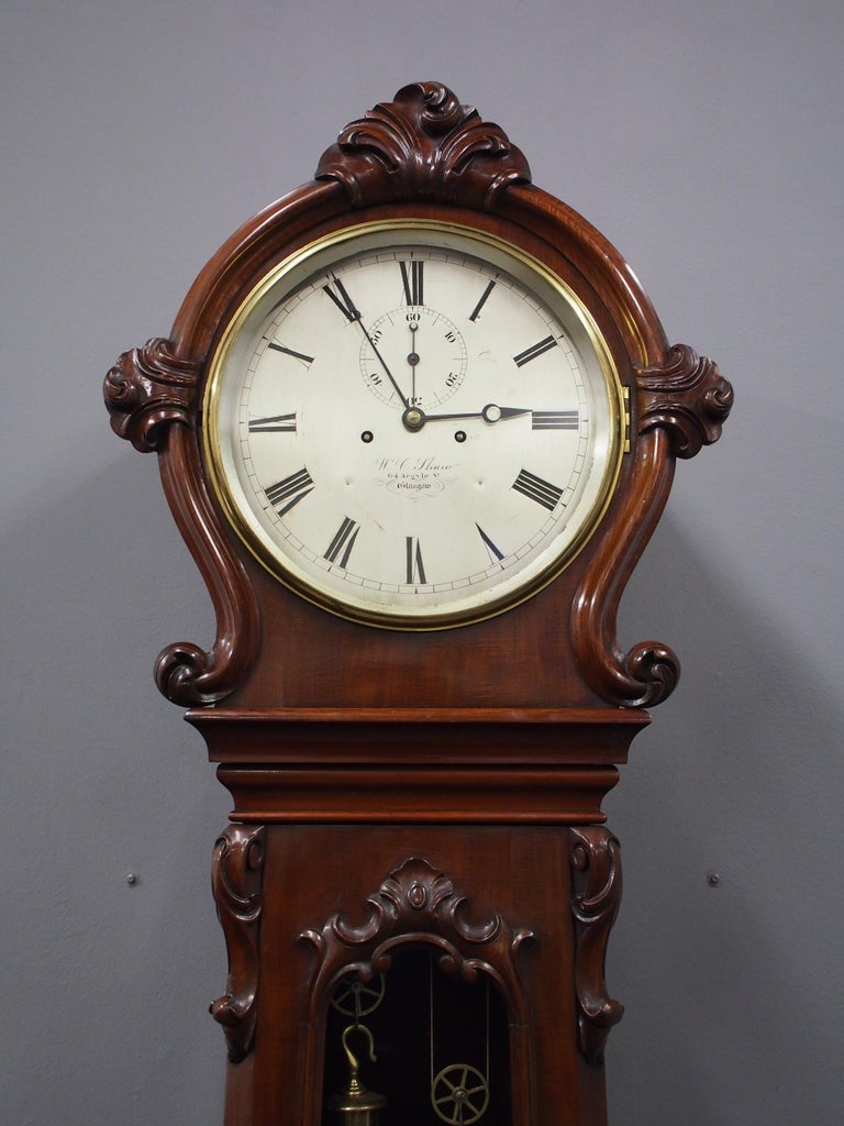 Victorian Mahogany Drum Head Longcase Clock by W. C. Shaw, Glasgow For