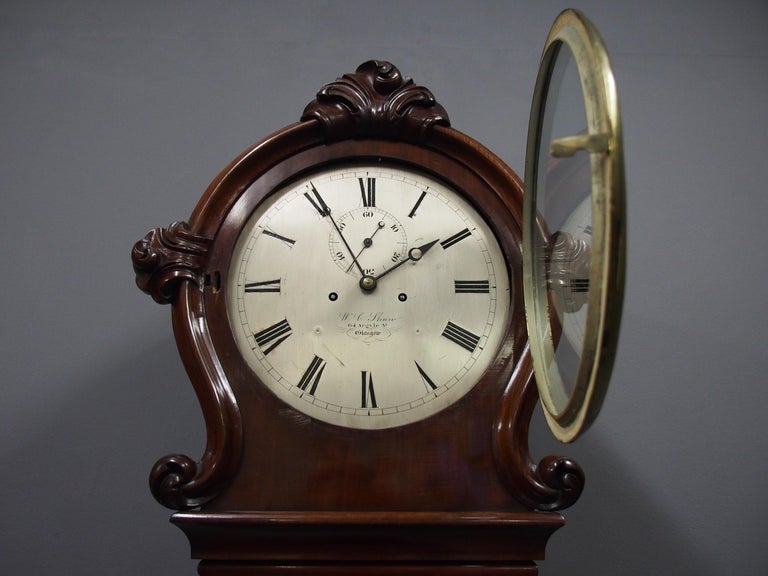 Victorian Mahogany Drum Head Longcase Clock by W. C. Shaw, Glasgow For Sale at 1stDibs