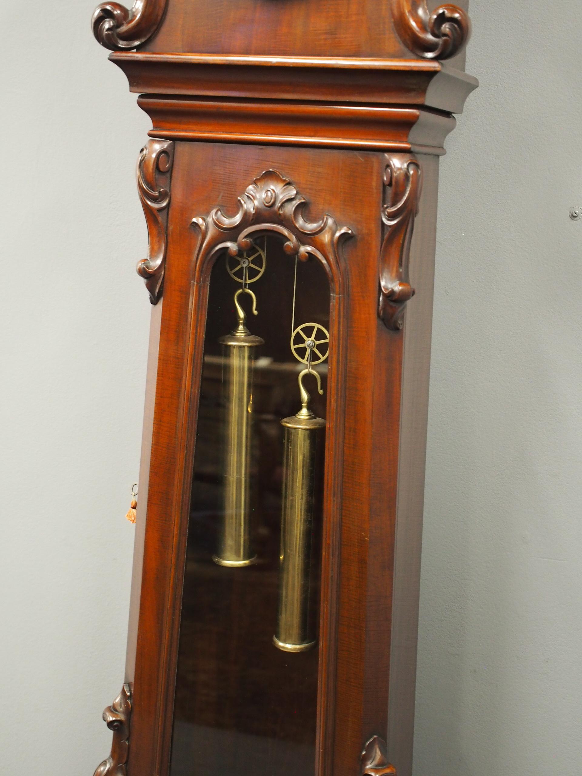 Victorian Mahogany Drum Head Longcase Clock by W. C. Shaw, Glasgow For Sale 1
