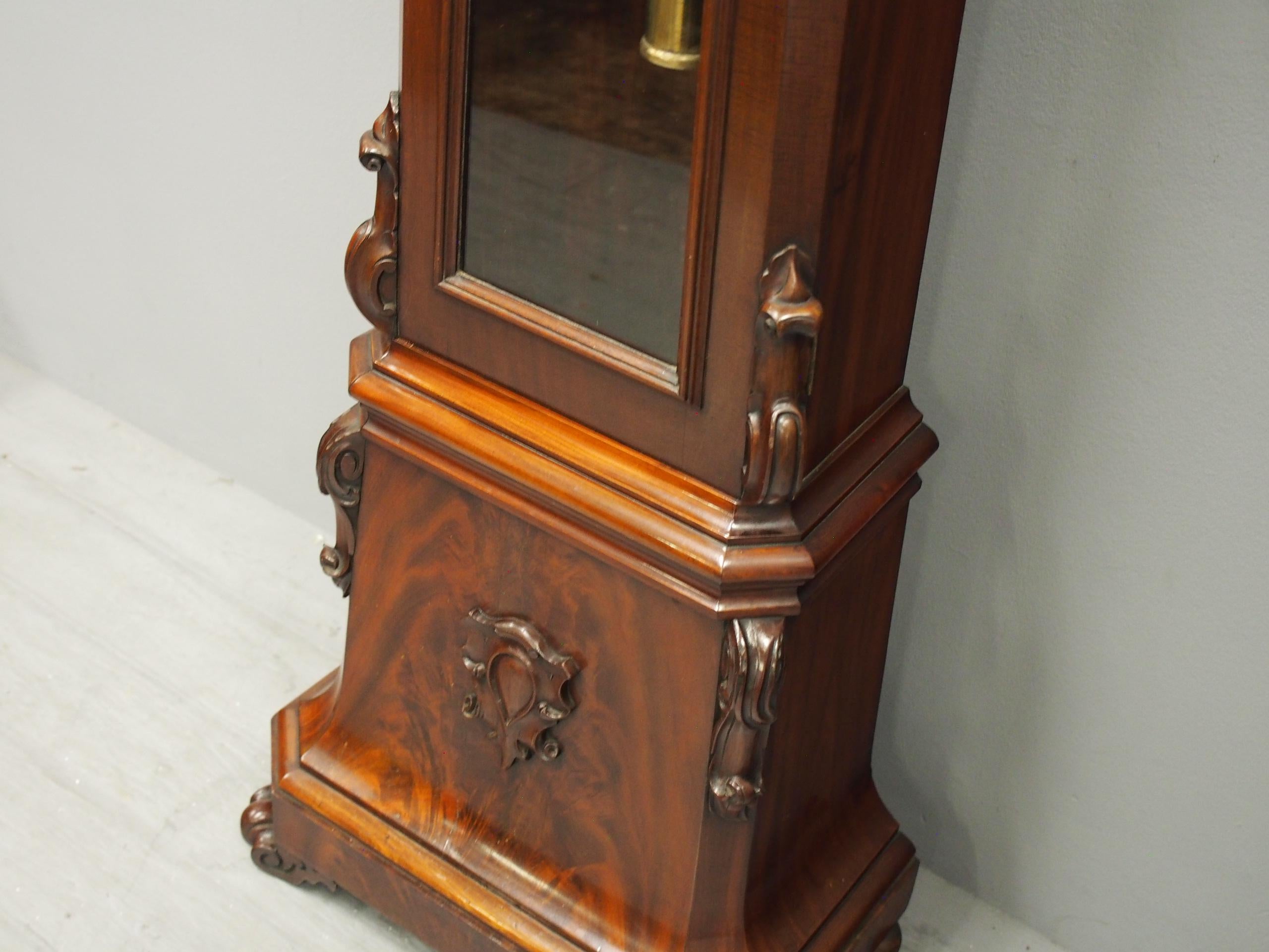 Victorian Mahogany Drum Head Longcase Clock by W. C. Shaw, Glasgow For Sale 3