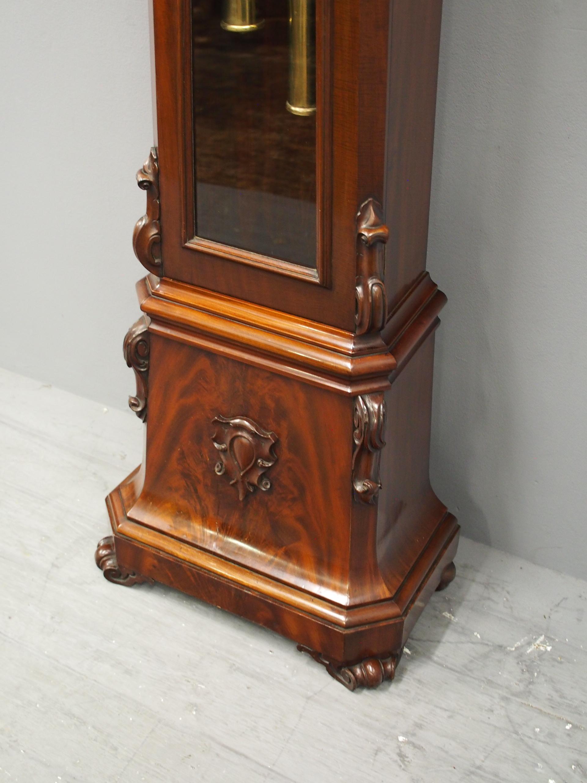 Victorian Mahogany Drum Head Longcase Clock by W. C. Shaw, Glasgow For Sale 4