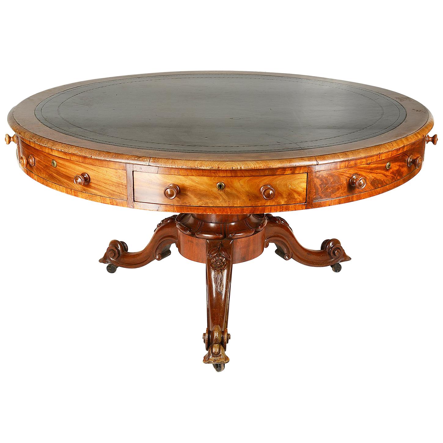 Victorian Mahogany Drum Table For Sale
