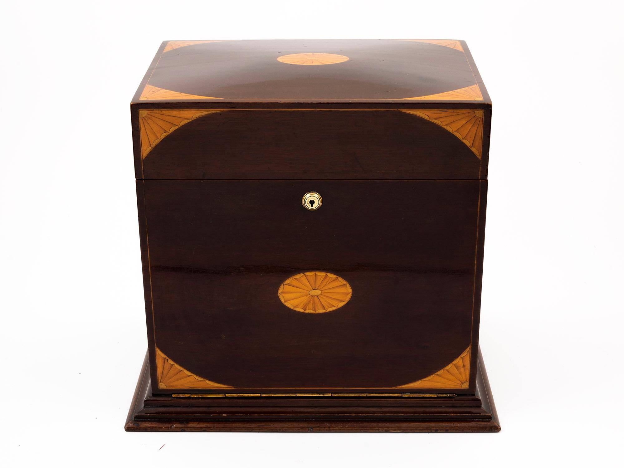 From our Boxes collection, we are delighted to offer this Victorian Mahogany Entertainment Box. The Box of rectangular shape made from Mahogany with a stepped plinth base. The Box features quarter fan inlay to the front and top in all four corners