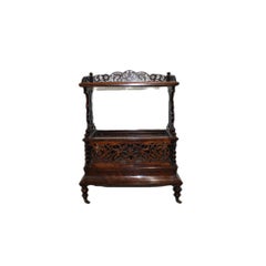 Victorian Mahogany Etagere Hand Carved w/Brass Wheels