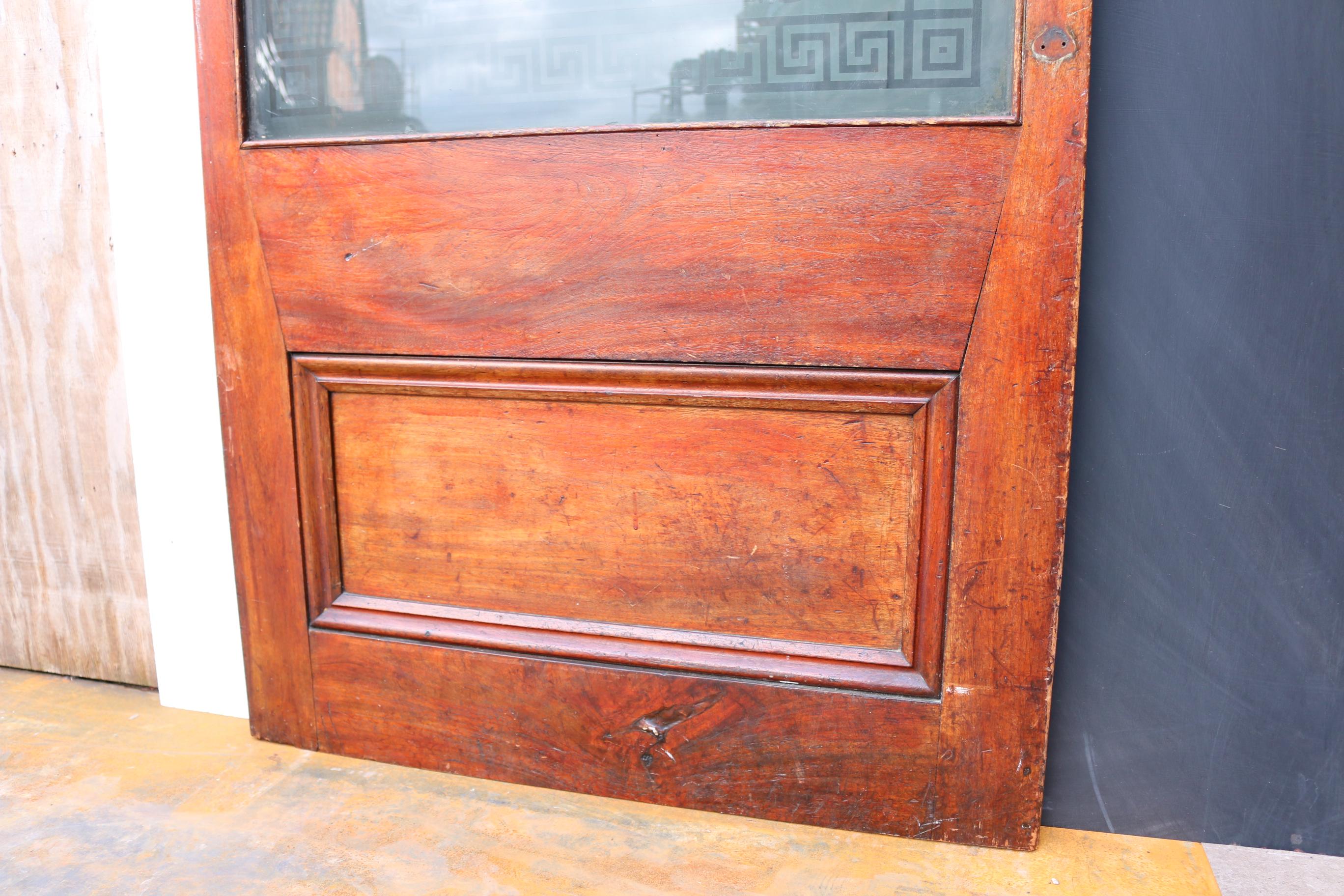 English Victorian Mahogany and Etched Glass Door
