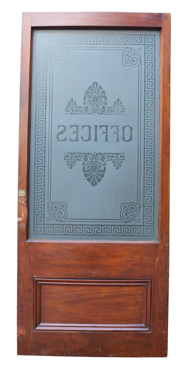 Victorian Mahogany and Etched Glass Door at 1stDibs