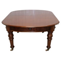 Victorian Mahogany Extendable Brown Dining Table with Two Original Leaves