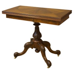 Victorian Mahogany Fold over Table with Carved Base